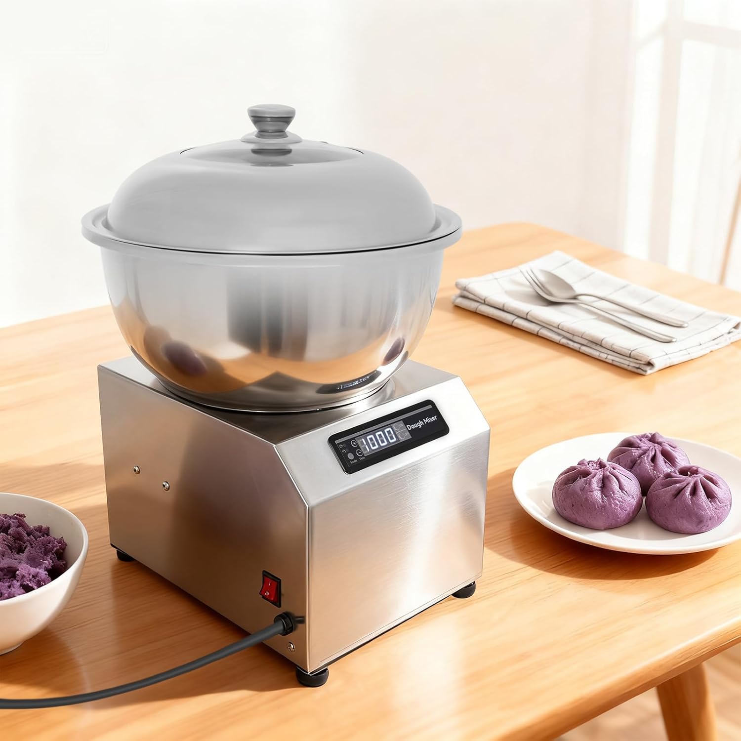 Stand Mixer with Fermentation, One-Touch Presets Electric Dough Mixer with 17.64lbs Bowl, Kitchen Standing Mixer for Baking, Cake with Flex Edge Beater, Bread Hook, Silver