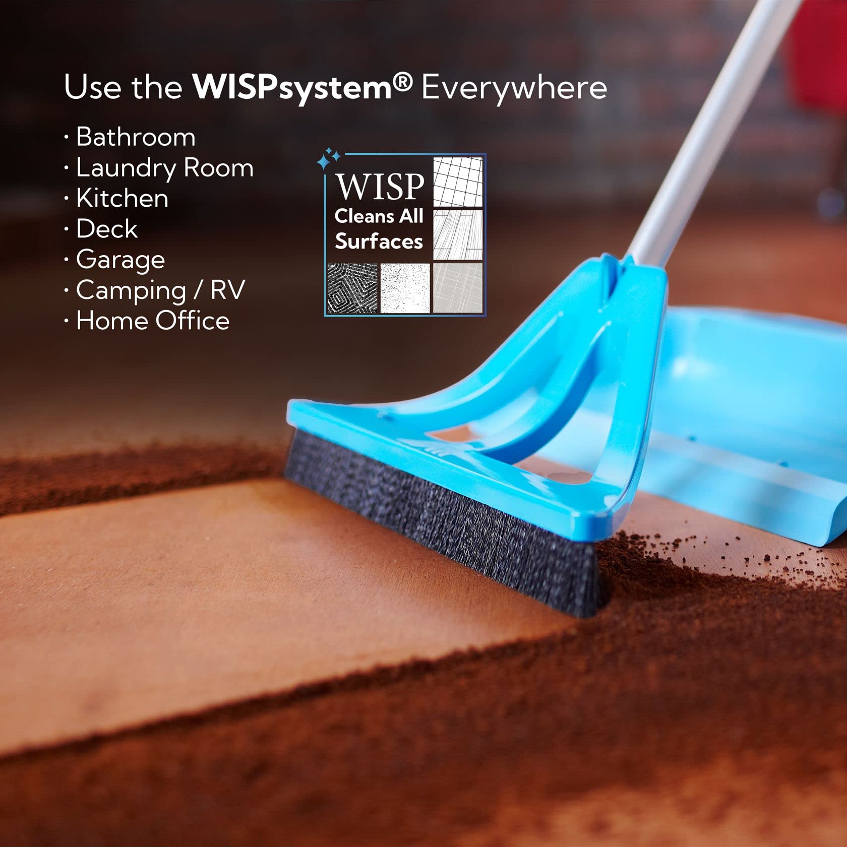 WISP Broom and Dustpan Set for Home, Pet Hair Remover for Carpet