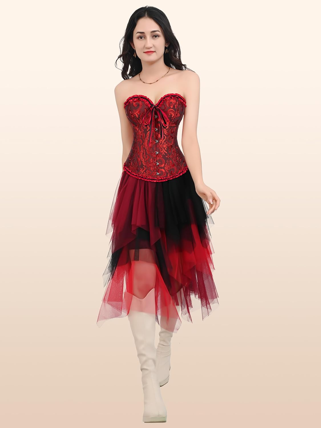 Zhitunemi Renaissance Corset Tops For Women: White Corsets Plus Size Halloween Costumes - Ren Faire For Renaissance Festival - Image 5