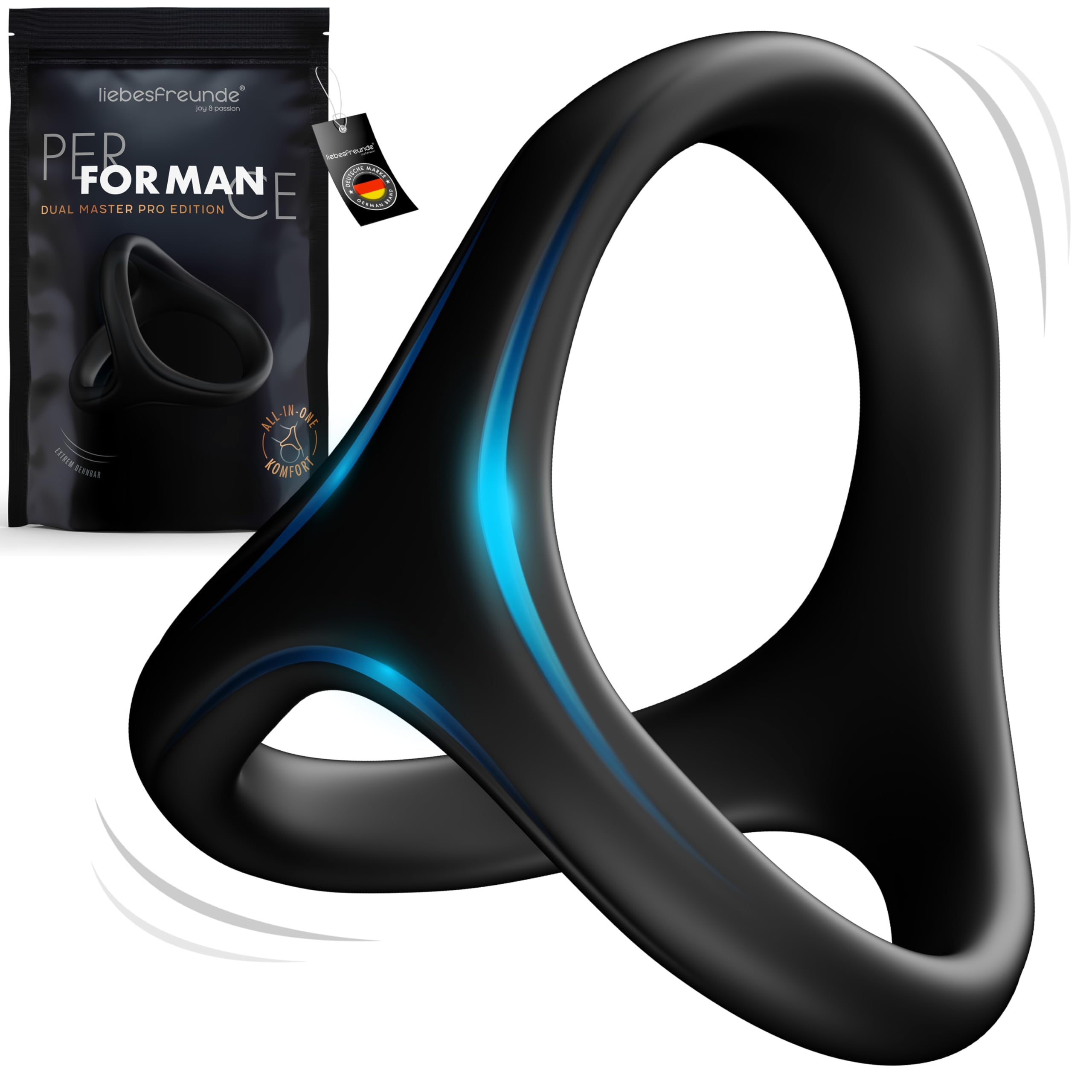 Liebesfreunde® Dual Master Penisring & Hodenring aus Silikon - Dehnbarer Cockring für Männer, Sex Spielzeug für Paare