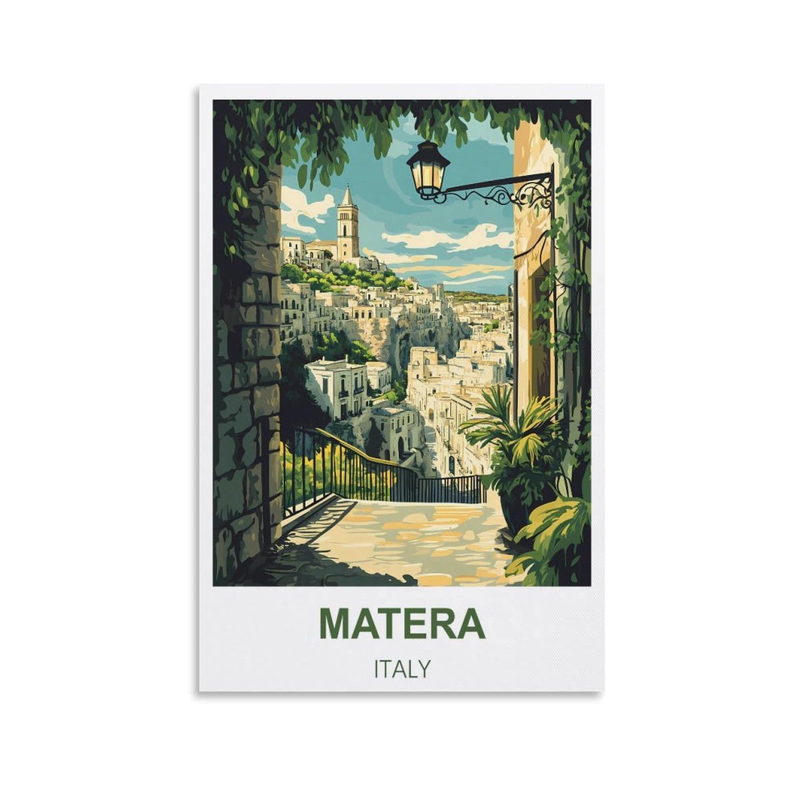 FJIWECWSQ Matera Italy Vintage Travel Poster 08x12inch(20x30cm) Canvas Wall Art Painting Prints