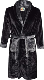 Dressing Gown Super Soft Flannel Fleece Fluffy Bathrobe - Bathrobe 122 Black 11-12