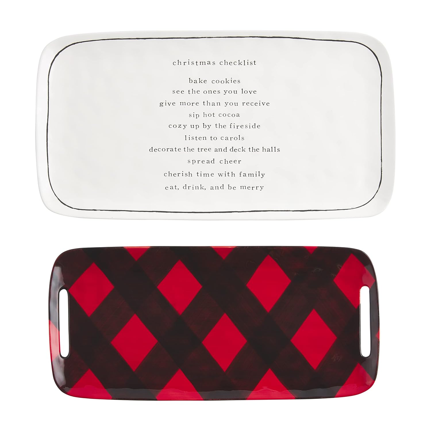 Mud Pie Nested Buffalo Check Christmas Tray Set