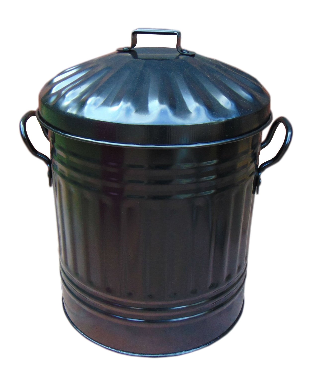 Black 15 Litre Steel Galvanised Dustbin