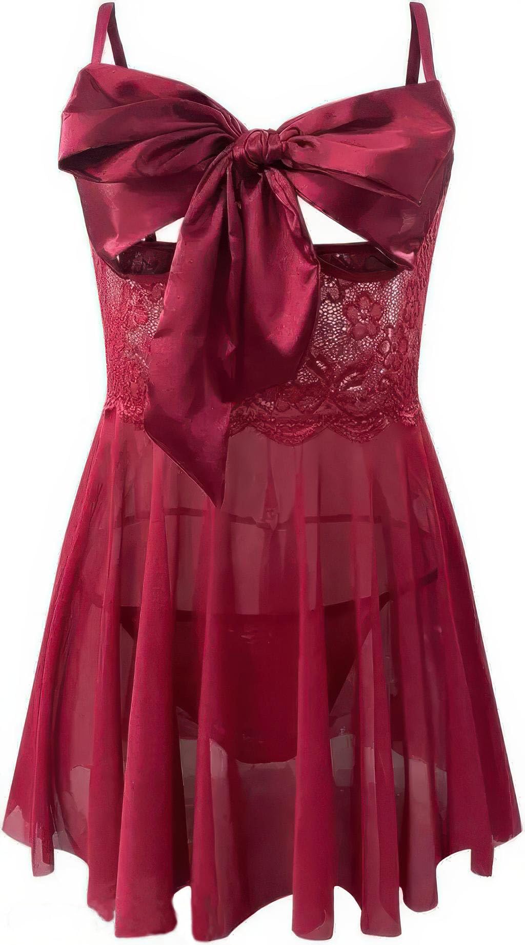 Womens Sheer Lace Unwrap Me Babydoll Lingerie Set, Sexy Front Open See Through Mesh Lace Outfit with G-String Panty-image-13