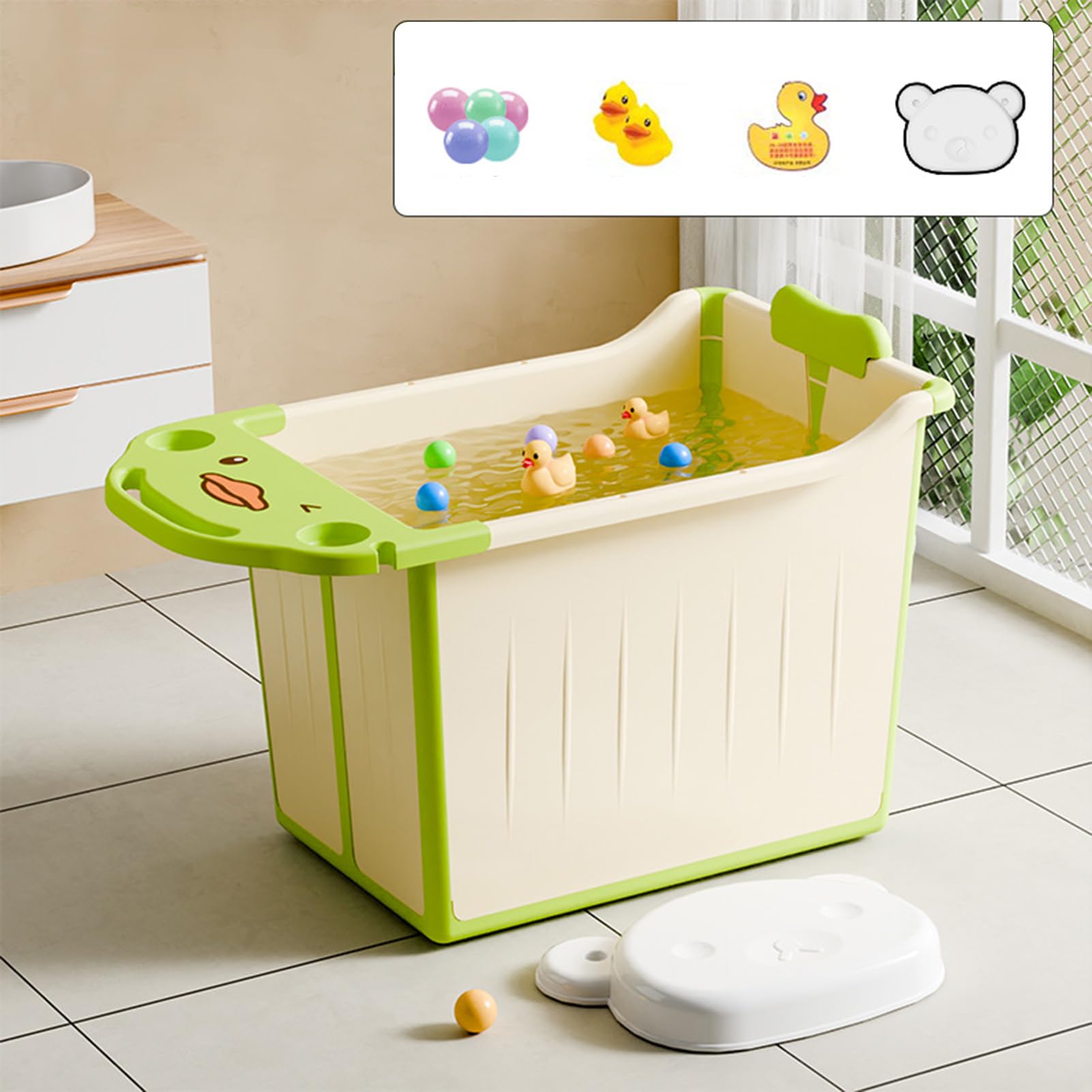 Faltbare Badewanne für Babys – rutschfeste Basis für Badewanne Sitzen, sicheres und dickes Bad für Reisen, Haus, Urlaub