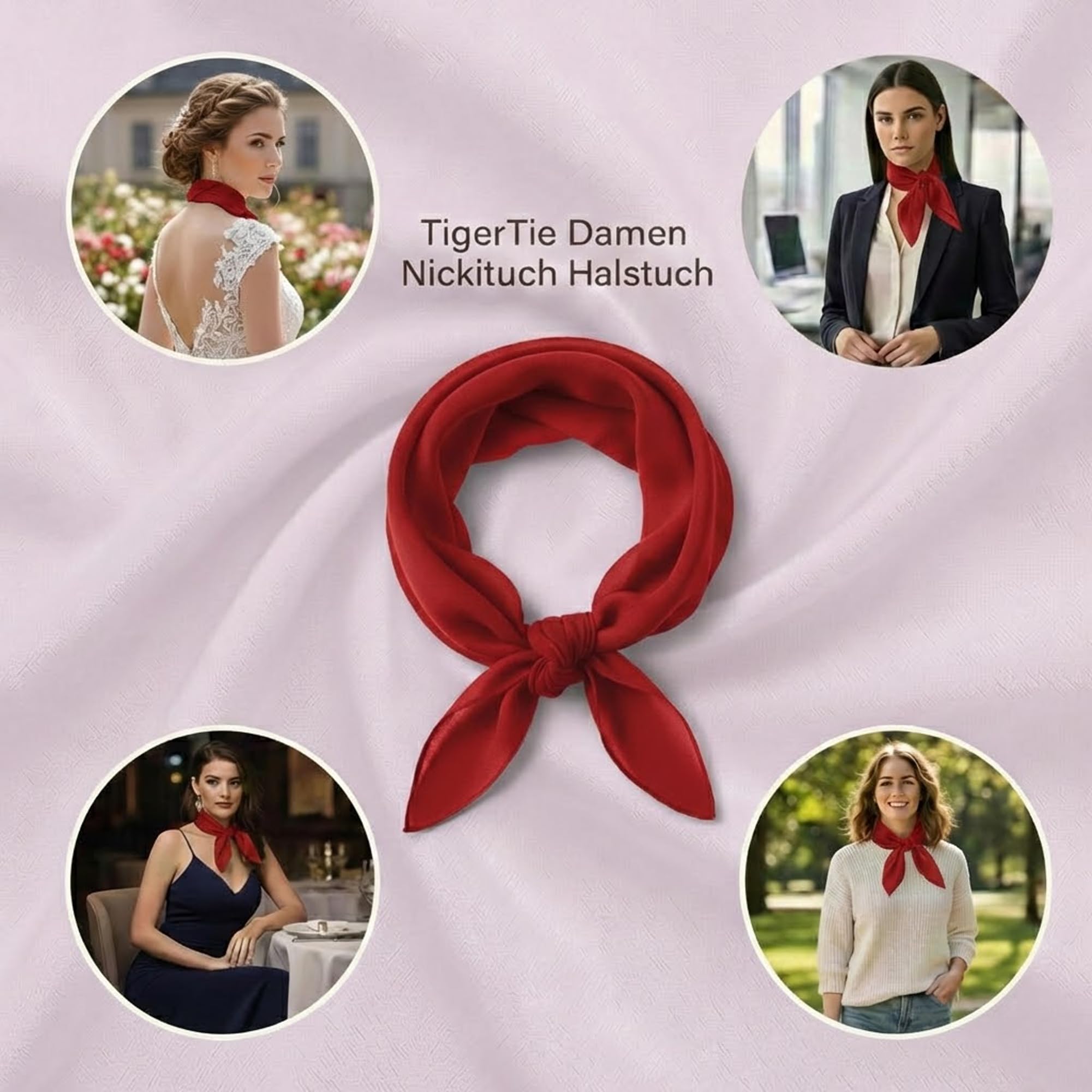 TigerTie Damska chustka szyfonowa w jednolitym kolorze - chusta na szyję rozmiar 50 cm x 50 cm - Made in Italy
