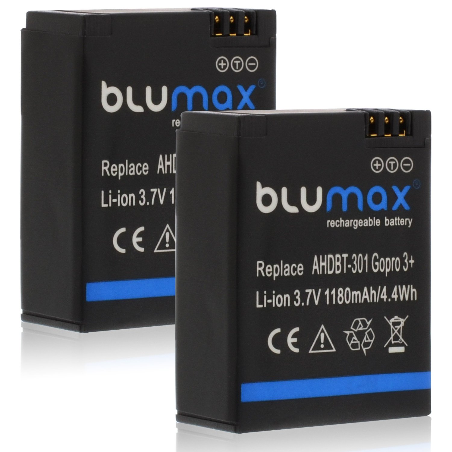 Batterie Haute Performance Blumax Batterie 1180 MAh Pour GoPro Hero 3/3 - Compatible Modèles Black, Silver, White - Remplacement Haute Performance