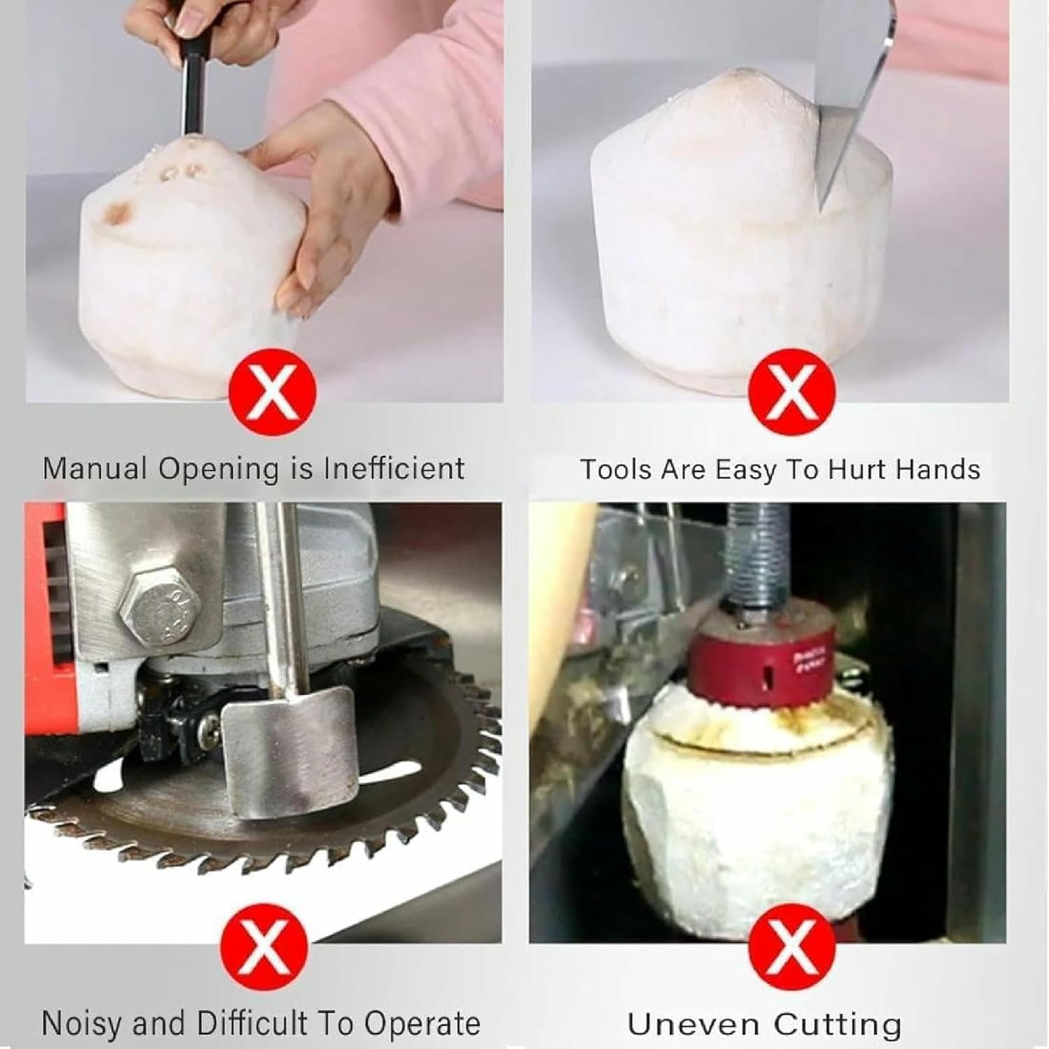 Fully Automatic Coconut Opener Machine, Electric Coconut Green Opening Machine, 20S Quick Cut, 6/7/8cm Opening Diameter, for Stalls, Fruit Shops, Supermarkets