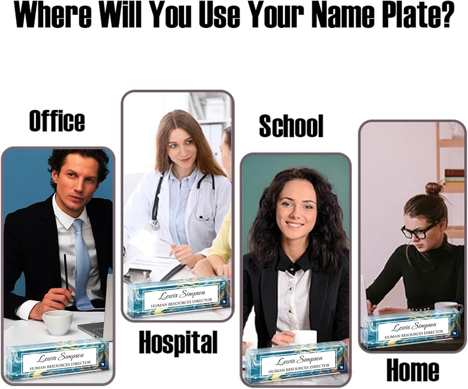 Name Plate for Desk, Desk Double sided pattern Name Plate Personalized Office Desk Decor for Women and Men, Employee Appreciation Gifts Office Gifts for Boss, Manager, Teacher, Nurse (Green marble) - Image 2