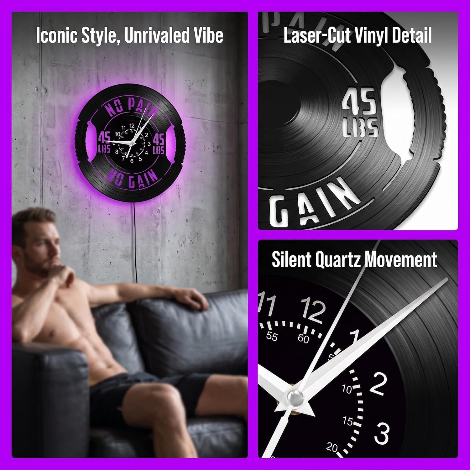 12 Inch Gym Clock for Home Gym 7 Kinds of LED Color for Workout Room Garage image 5