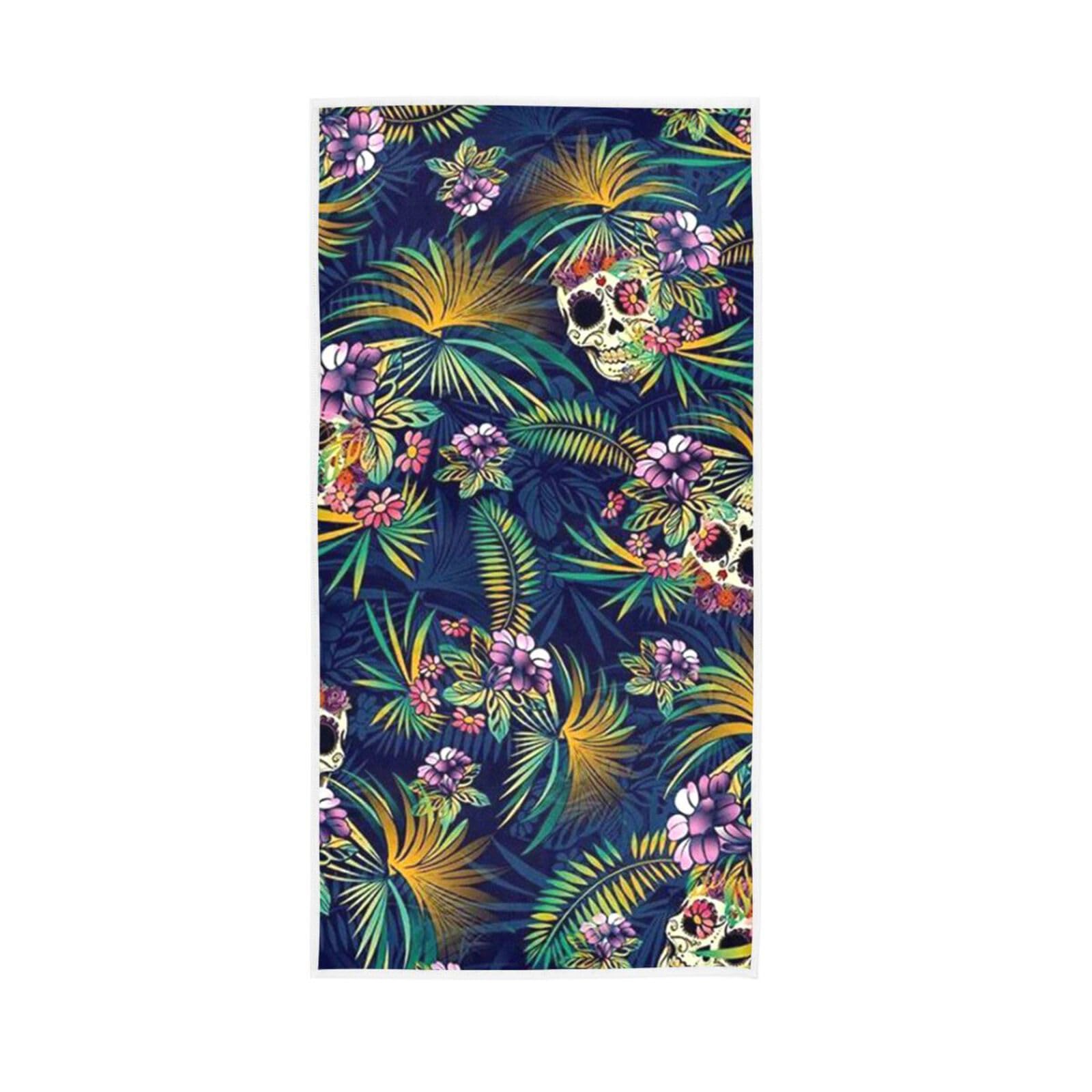 LSRCPD Green Leaf Skeleton Face Towels, 15 x 30 Inches Absorbent Hand Towel, Spa Towels for Body Hand Towels for Gym