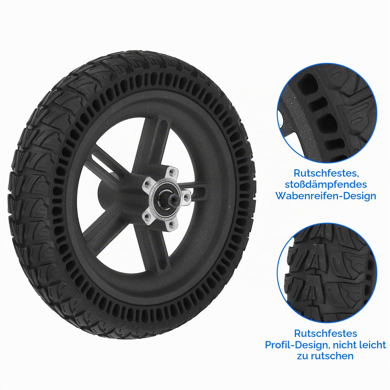 BuyWeek Elektroroller Hinterrad für Xiaomi M365 1S Lite Series, 8,5 Zoll E-Scooter Hinterradreifen Stoßfest Rutschfest E-Roller Hinterrad Solid Reifen Ersatz