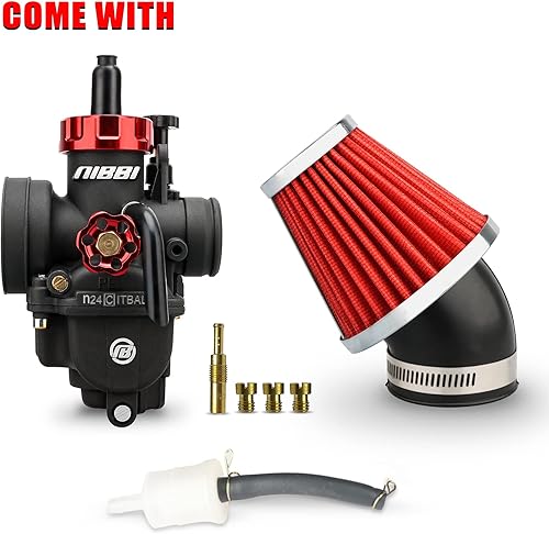 Miniatura 2 de NIBBI Carburador PE24 con kit de filtros de aire de 1.890 in, rendimiento mejorado de motocross, compatible con motocicletas de 125 cc-150 cc para