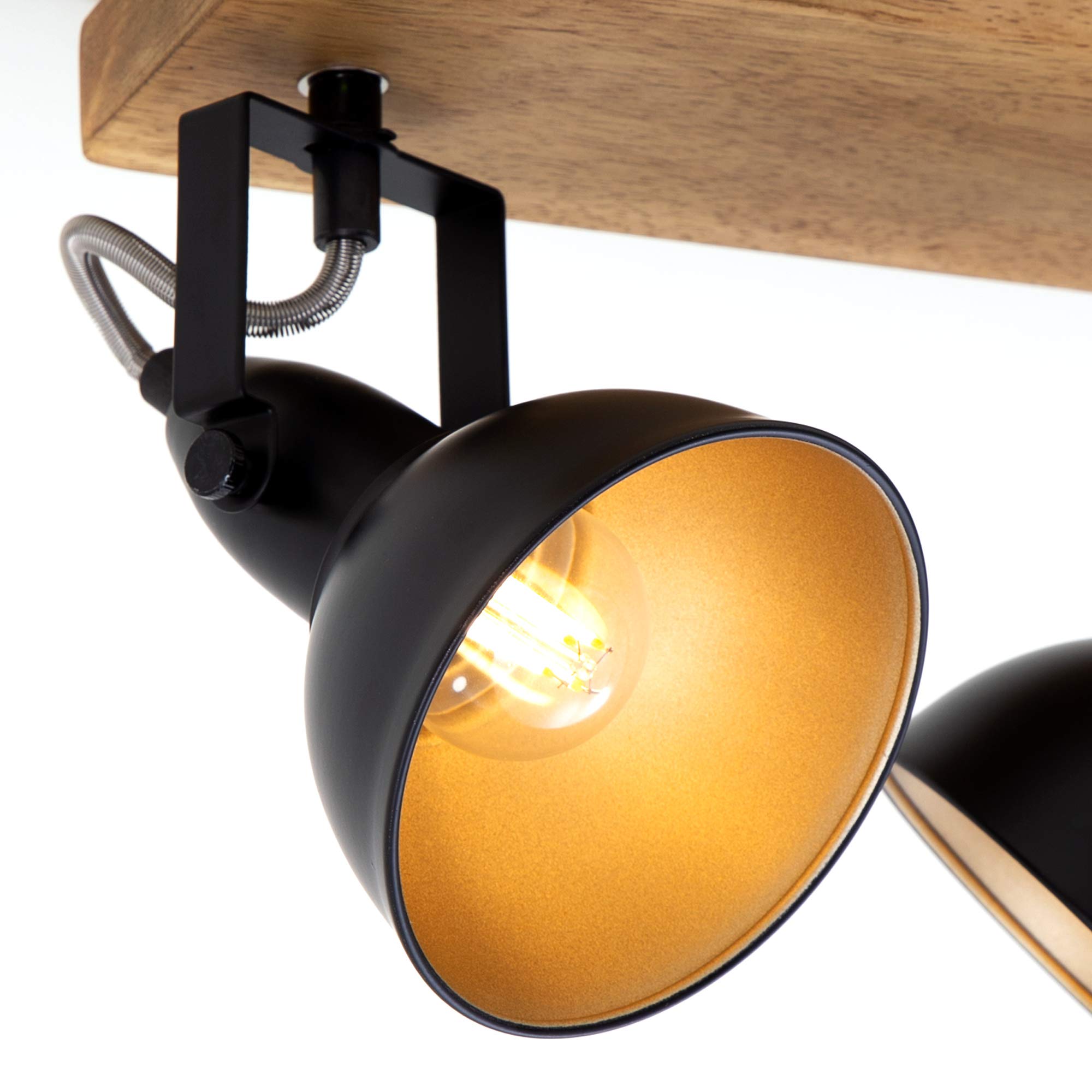 Lampada Da Parete Briloner: Faretto Retrò Orientabile In Metallo E Legno - Grigio Piombo - Foto 9