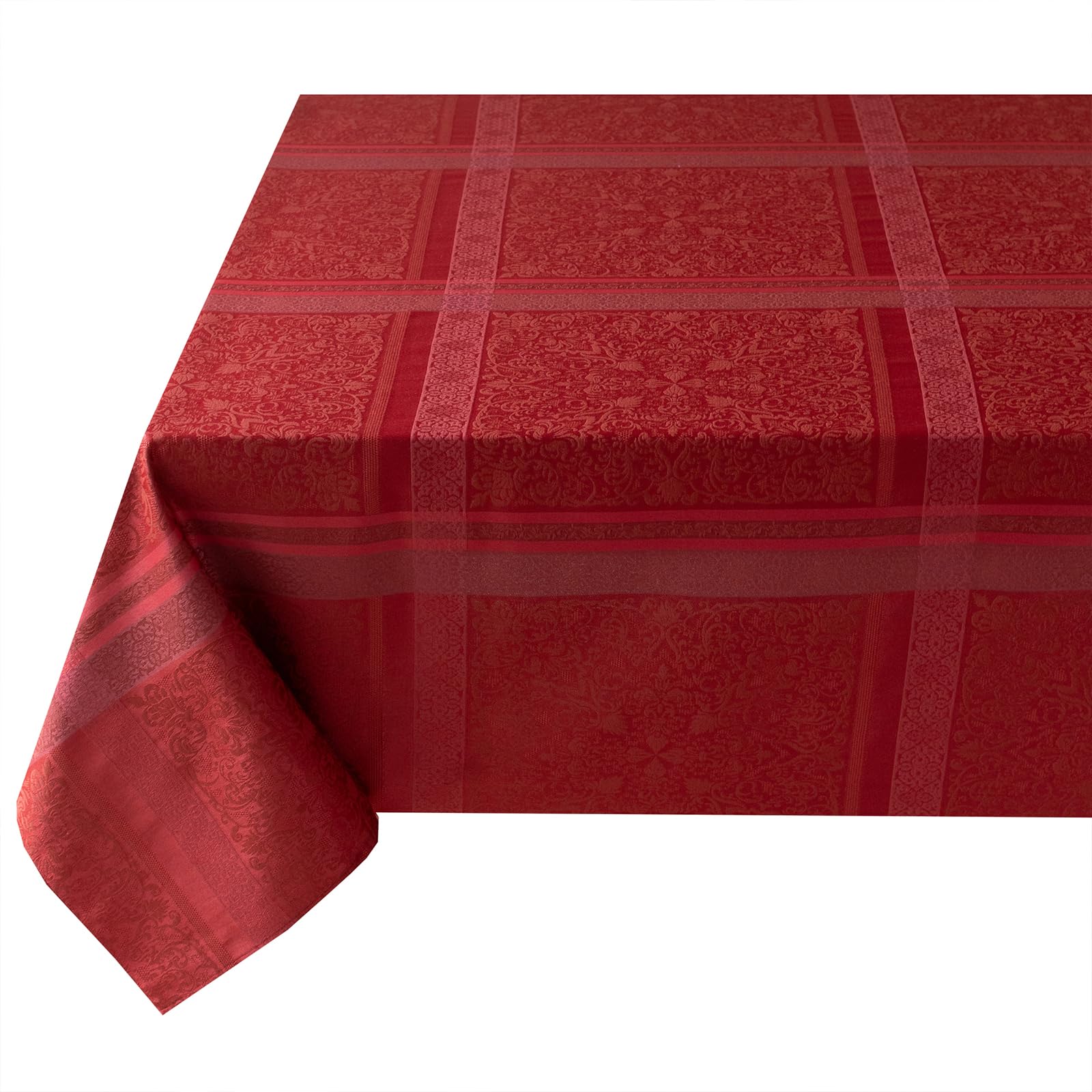 Benson Mills Ravenna garngefärbte Jacquard-Tischdecke, Schwerer Stoff, für Alltag, Partys, Hochzeiten, Urlaub, Winter und Weihnachten (152,4 x 304,8 cm, rechteckig, rot)
