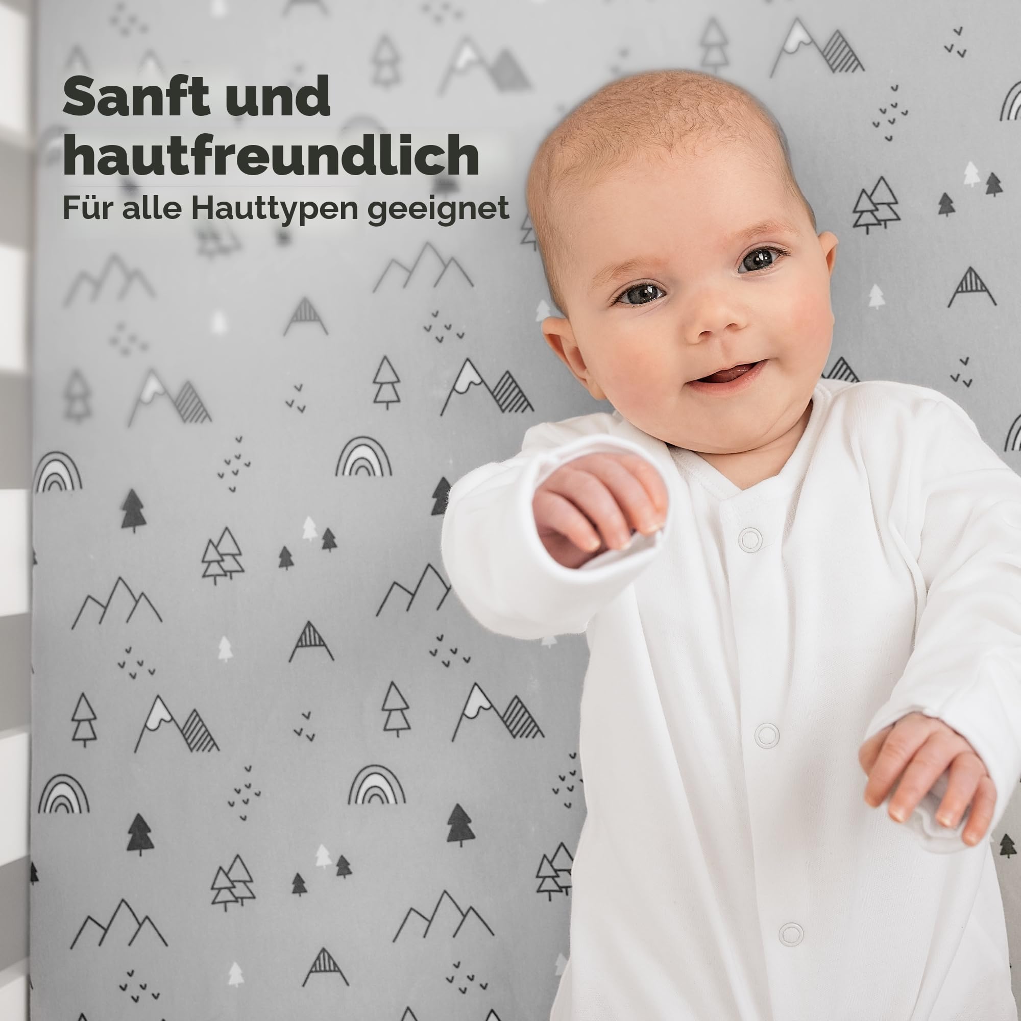 Baby Spannbettlaken 70x140 - Baby Bettwäsche Spannbetttuch, 2er Pack Bettlaken Babybett, Spannbettlaken Kinderbett, Spannbettlaken für Babybetten, Baumwolle Bettlaken Kinderbett(Woodland) | Spannbettlaken für Kinderbetten, neutral, atmungsaktiv, für Babyb