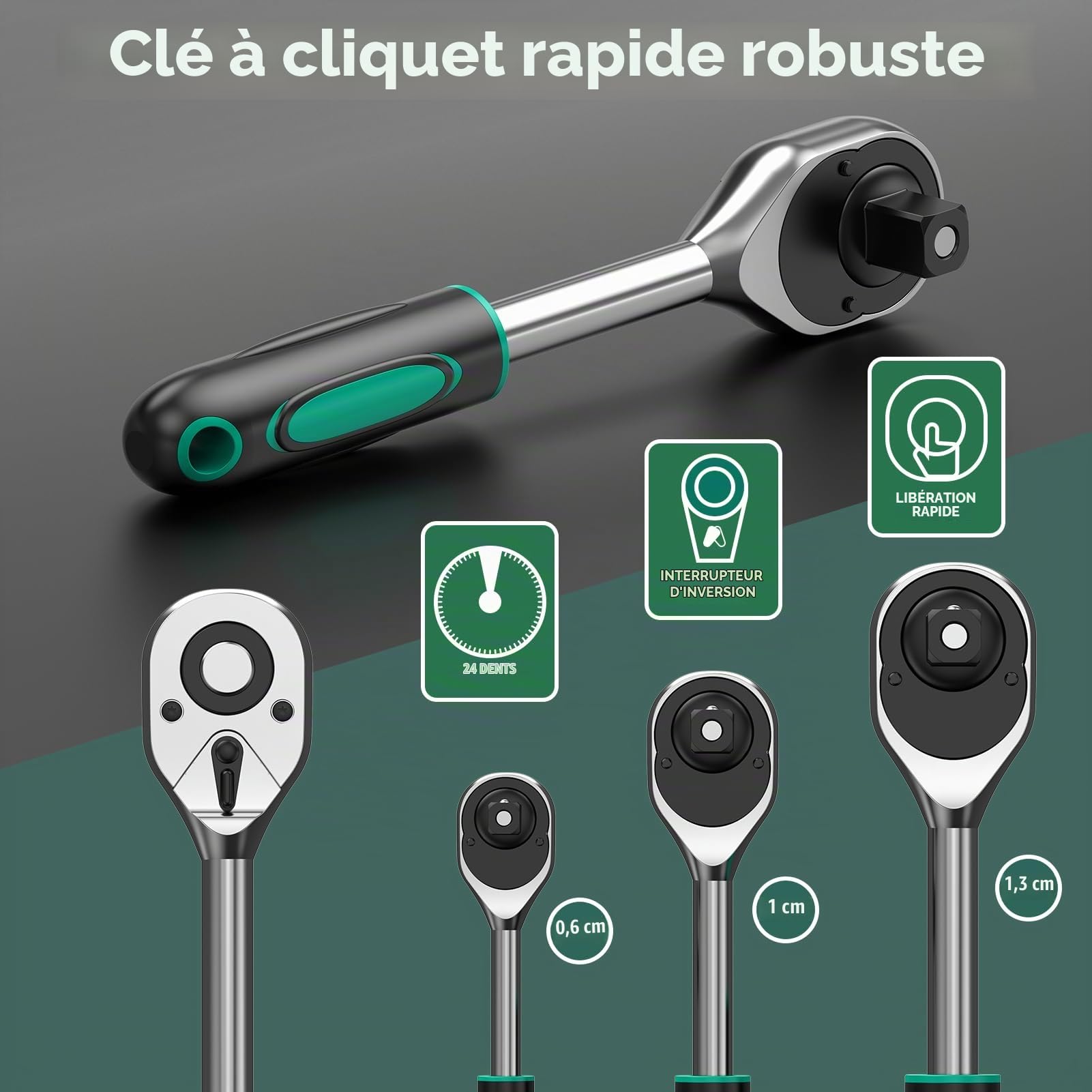Ginour Coffret de Douilles 202 Pièces Clés à Cliquet 1/4", 3/8", 1/2" CR-V | Comprend douilles,rallonges, embouts, clés Allen et adaptateurs pour la réparation automobile,la maison et le bricolage.