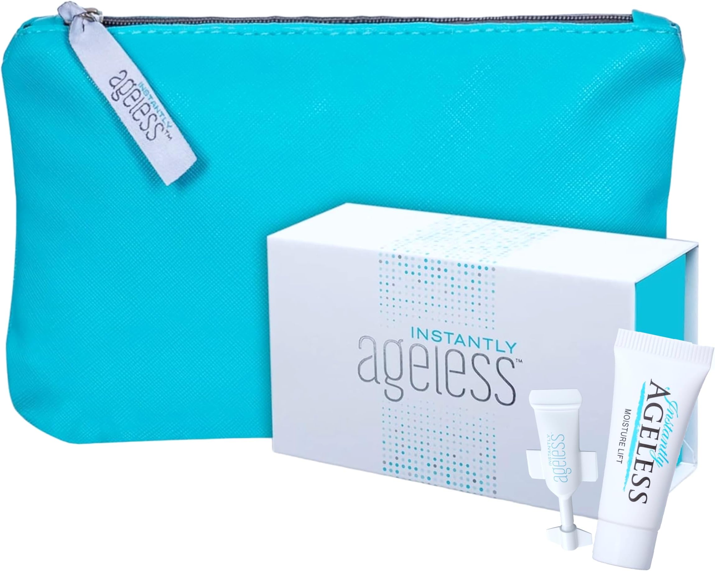 Instantly Ageless - Instant Face Lift Cream - Skin Care Anti Aging Face Cream - Wrinkle Tightener - Eye Cream For Puffiness and Bags Under Eyes - Facelift in a Box of 25 Vials with Makeup Bag