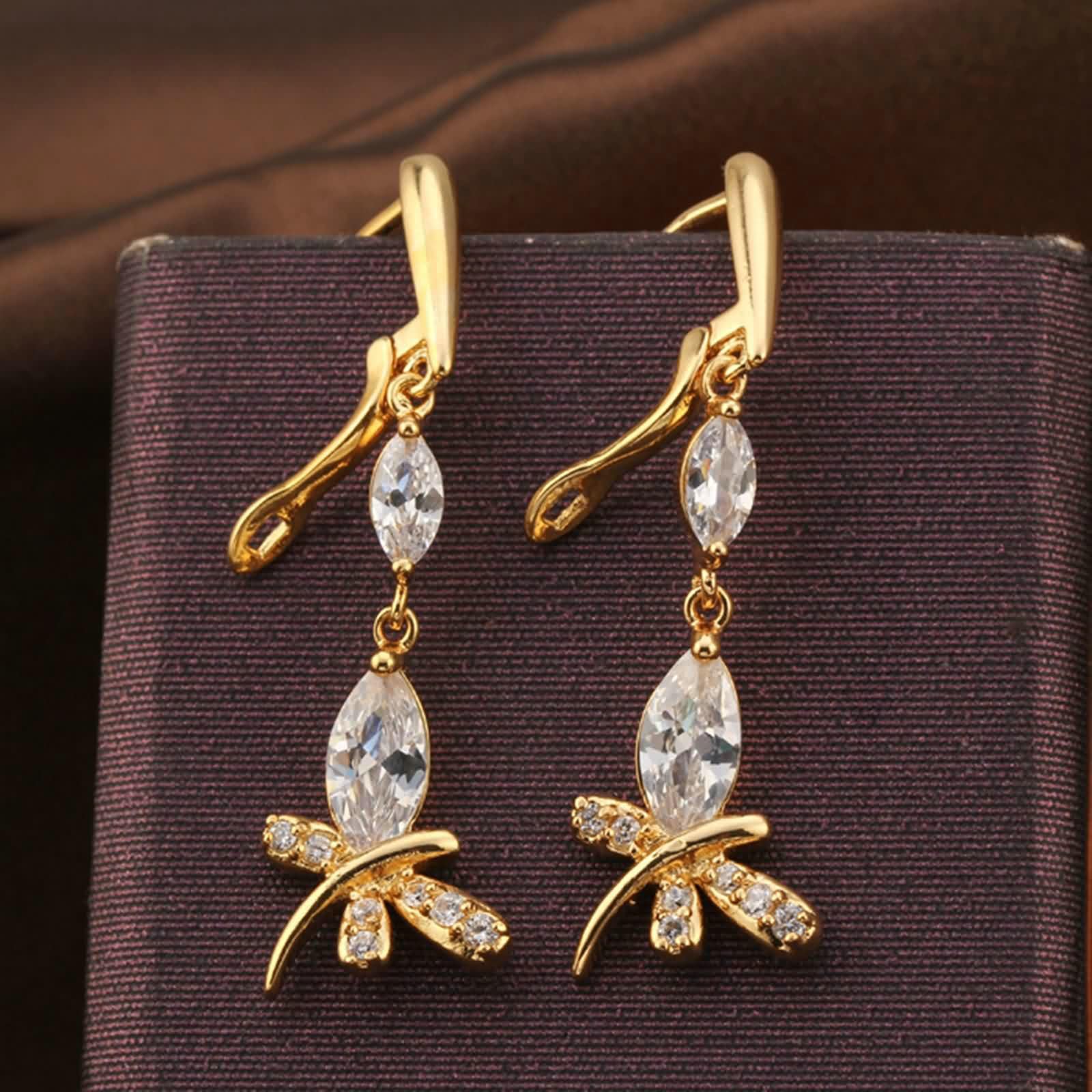 Daesar Orecchini Donna Pendenti Oro Bianco 9K 375, Orecchini Donna Eleganti Pendenti Forma di Libellula con Moissanite Lunga Orecchino Oro Bianco per Fidanzamento Matrimonio