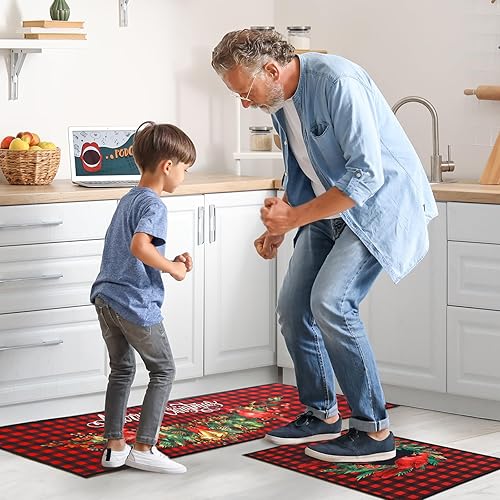 Miniatura 6 de Juego de 2 alfombras de cocina de Navidad, para invierno, Navidad, para el porche delantero, para inauguración de la casa, absorbentes, para