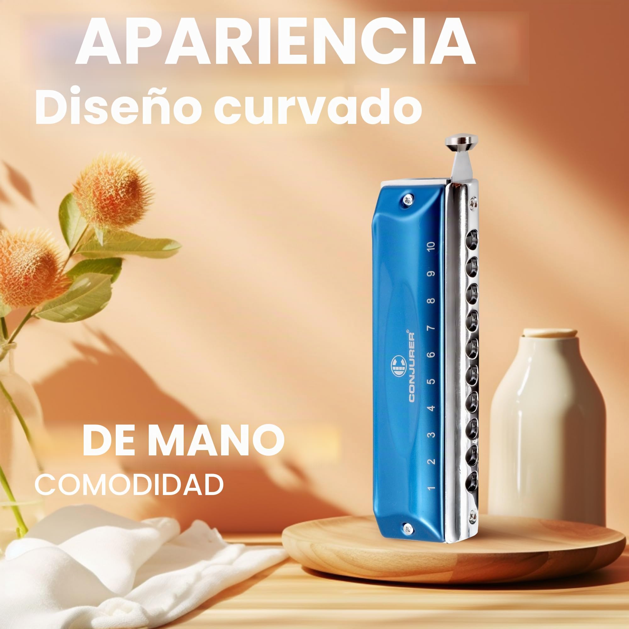 CONJURER Armónica Clave de Do, Armónica de Blues Diatónica de 10 Agujeros y 20 Tonos con Estuche, Arpa de Boca para Principiantes, Adultos, Niños, Profesionales, Estudiantes, Amigos, Regalos (Azul)