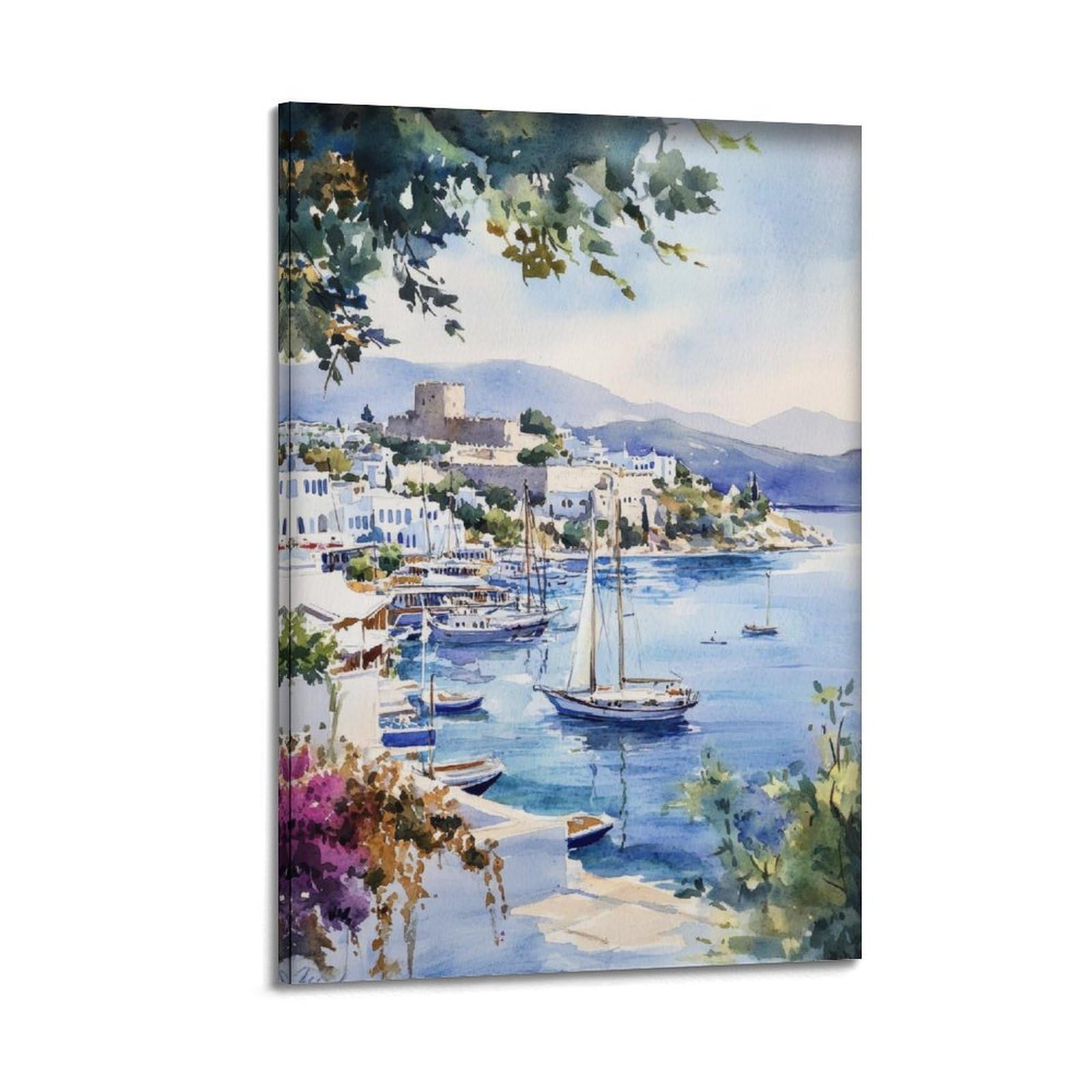xiaoxiaoshen Bodrum Turkey Turkish Coast Scenic Mediterranean Canvas Poster Wall Art Prints Room Aesthetic Murals Bedroom And Living Decorations 20x30inch(50x75cm)