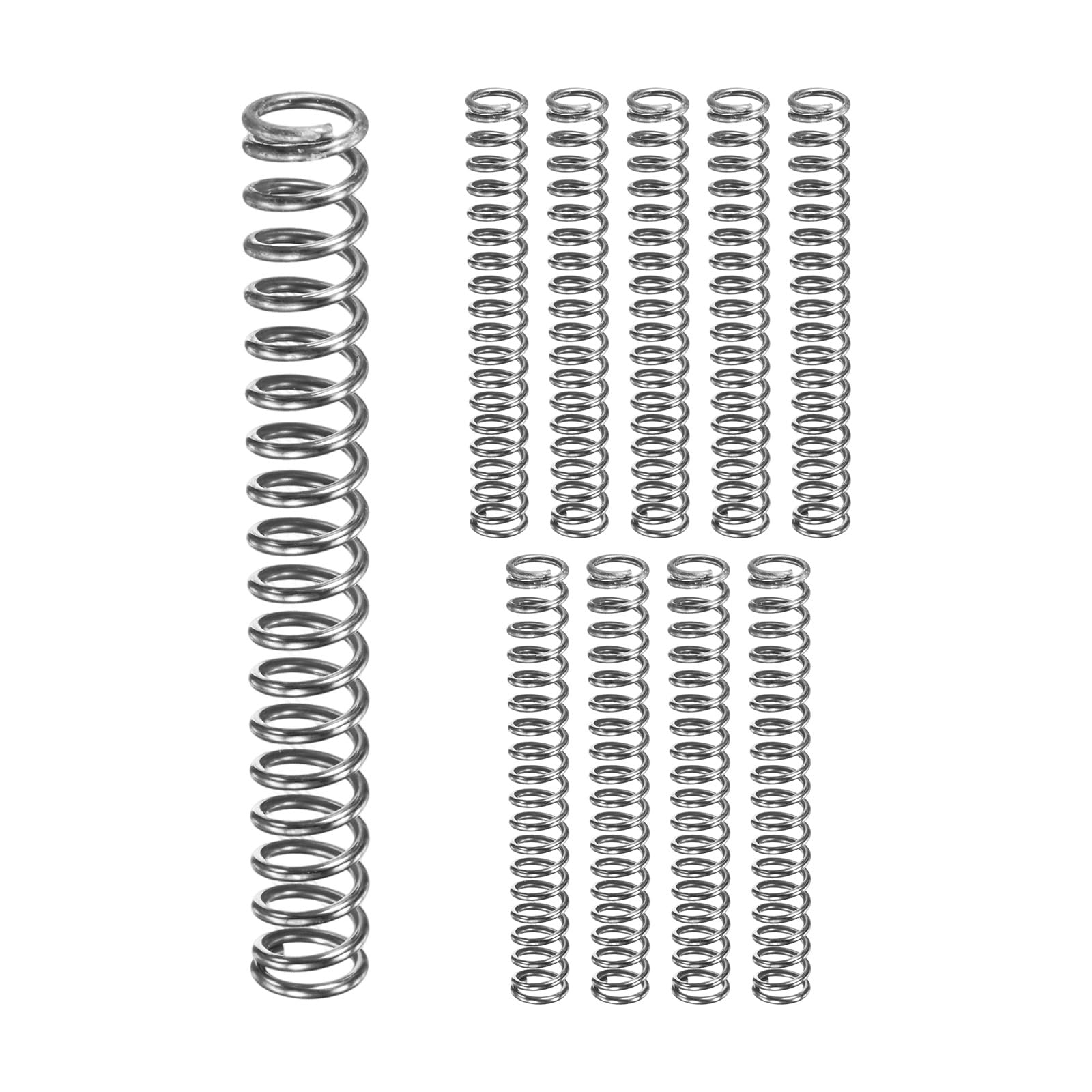 M METERXITY 10-Pack Compression Springs, 90mm Length 12mm OD 304 Stainless Steel Pruner Replacement Springs for Garden Tool/DIY/Mechanical Repair Replacement [Silver Tone, 1.6mm Wire Size]