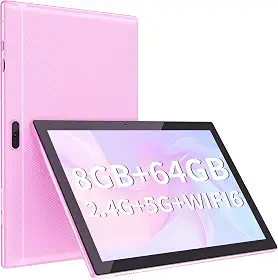 YQSAVIOR Tablet Android 10", 8 Gb Ram, 64 Gb de Rom e Expansível Até 1 Tb, Câmera Dupla de 2+8 Mp, Wi-Fi, Bluetooth, Tela Ips Touchscreen de 1280X800, Bateria de 6000 Mah, Certificado Pela Gms, Rosa