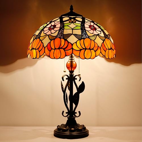 Miniatura 4 de Tiffany - Lámpara de mesa con diseño de flores amarillas, luz de lectura para escritorio, 16 x 16 x 24 pulgadas, base de hojas de metal para