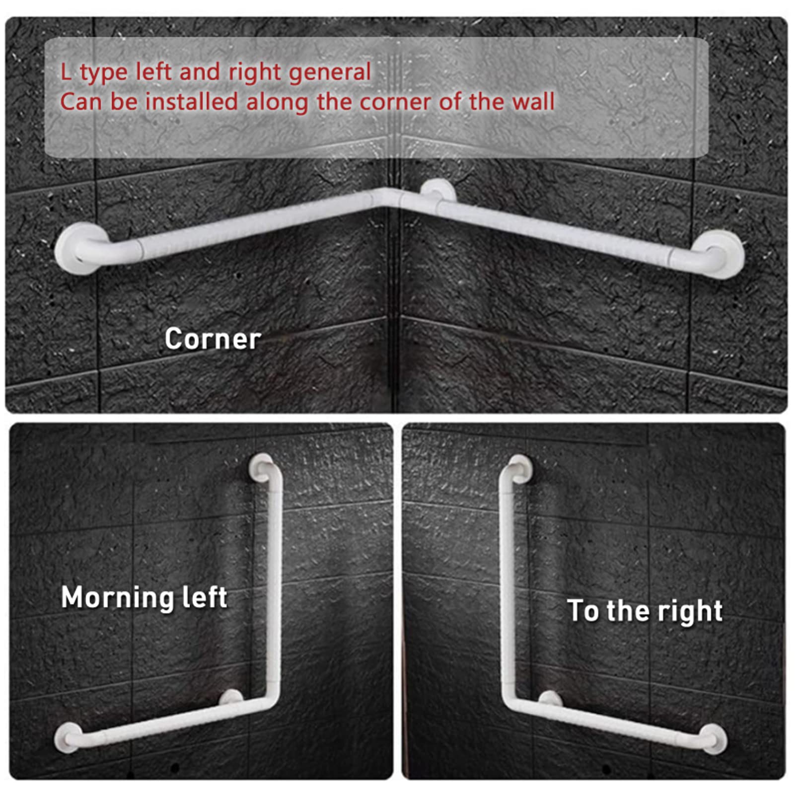 Main courante Barre de sécurité pour salle de bain pour handicapés, barres d'appui d'angle en forme de L Toilettes Douche Antidérapant Salle de bain Tenture murale Personnes âgées handicapées Poigné