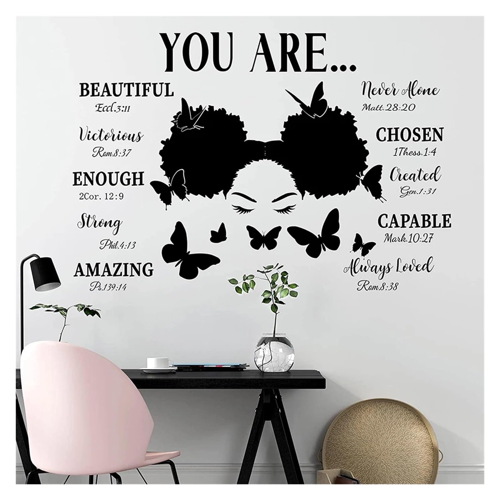 Inspirierende Wandaufkleber 'Schwarzes Mädchen' Mit Motivationszitaten, 90x58 Cm - Abnehmbares Vinyl Für Kinderzimmer & Mehr