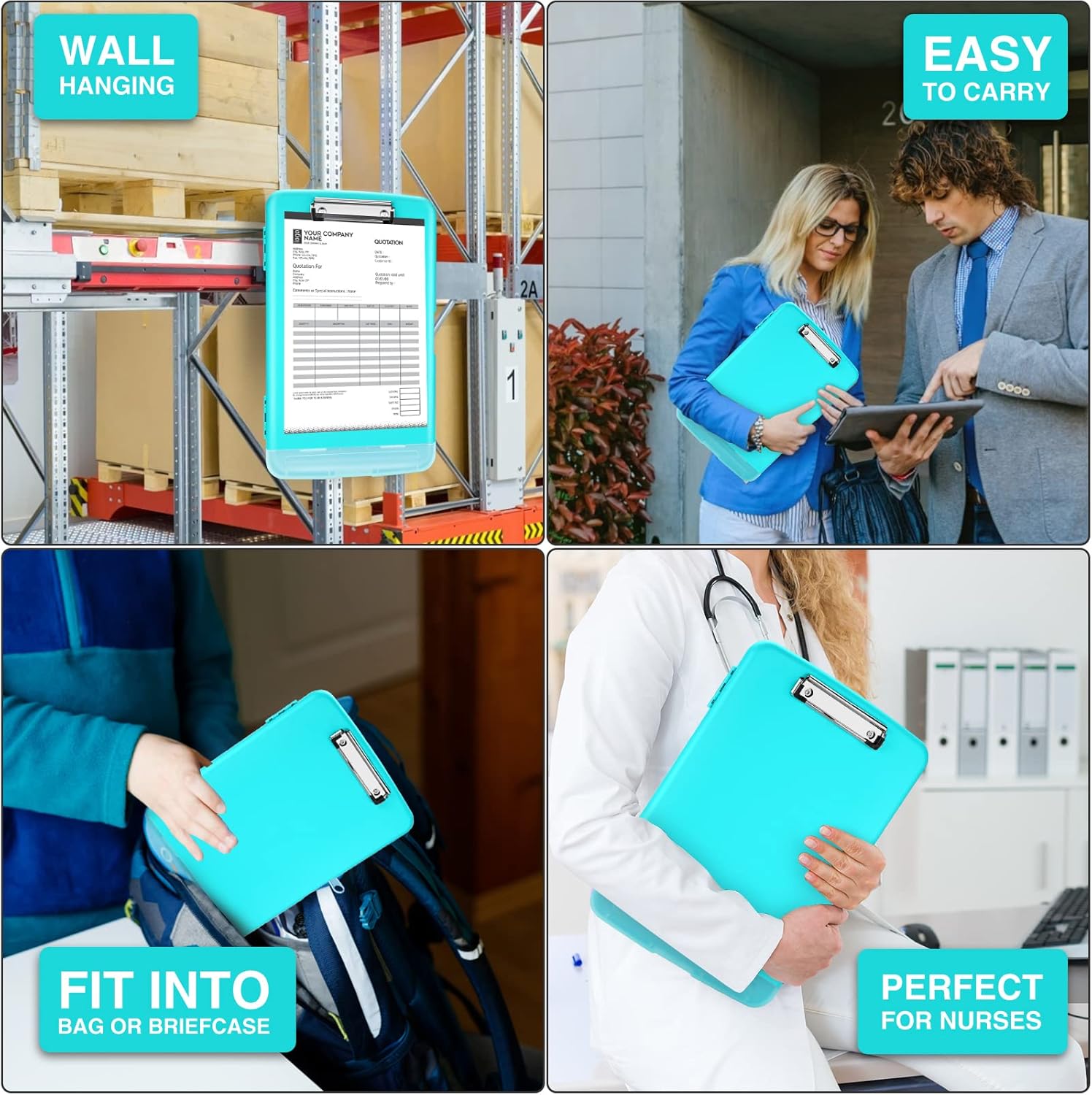 Sooez Clip Boards 8.5x11 with Storage, High Capacity Storage Clipboard, Nursing Clipboard Folder with Pen Holder, Heavy Duty Plastic Clipboard with Low Profile Clip, Clipboard Binder for Teacher, Work : Office Products