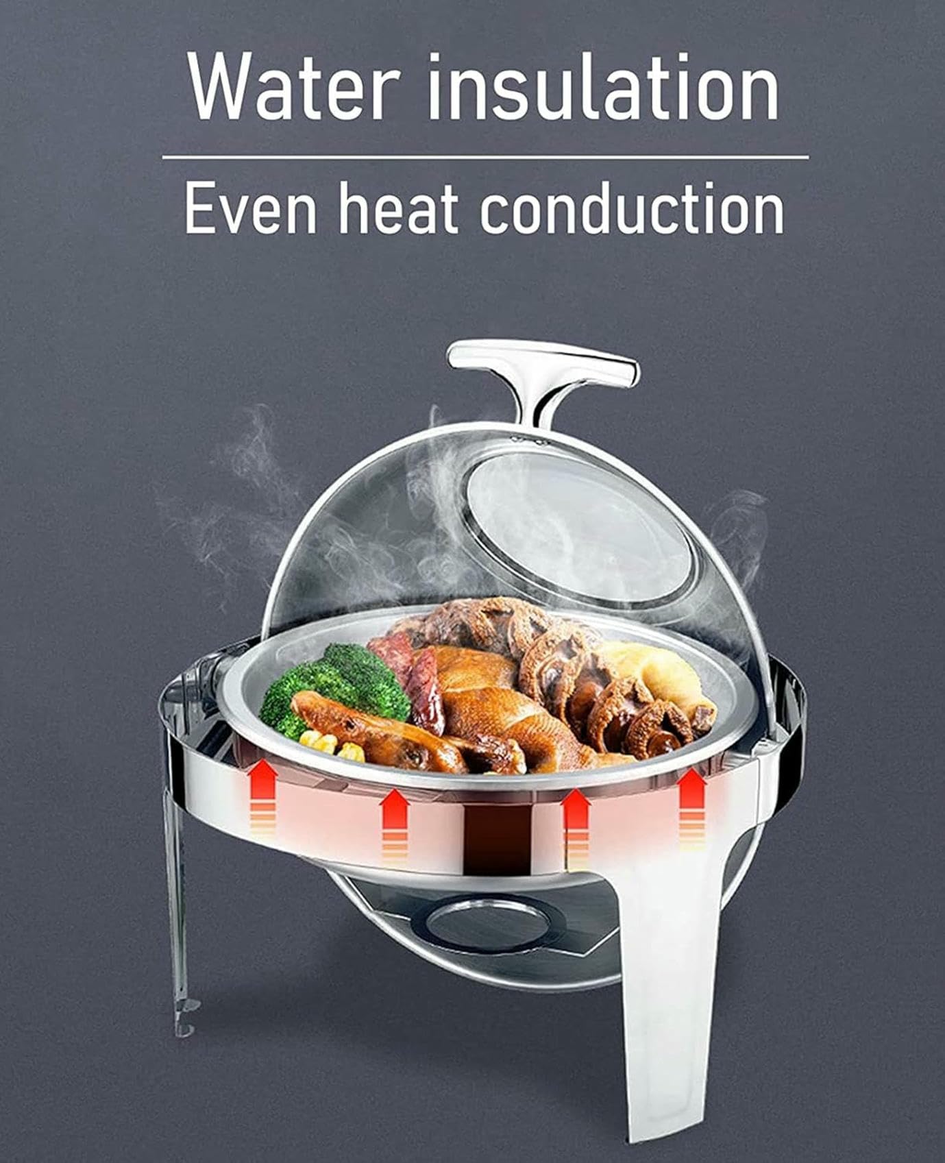 Scaldavivande Elettrico, Riscaldatore in Acciaio Inox per Buffet Riscaldati, Pentola Riscaldante per Catering, 6 Litri,Alcohol-GN1/2