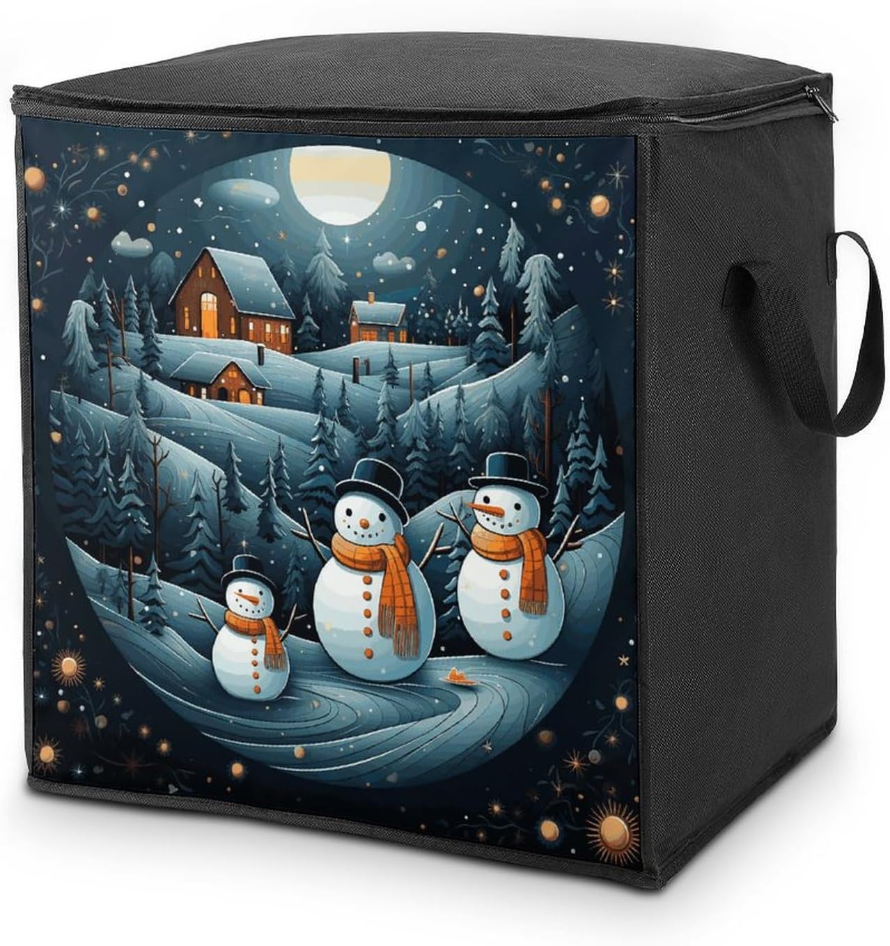 Portable Quilt Storage Bag,Christmas Santa Penguin Printed Foldable Wardrobe Storage Box Foldable Storage Bag with Lids And Handle Large Clothing Storage Bag for Comforters Clothes Blankets Pillows