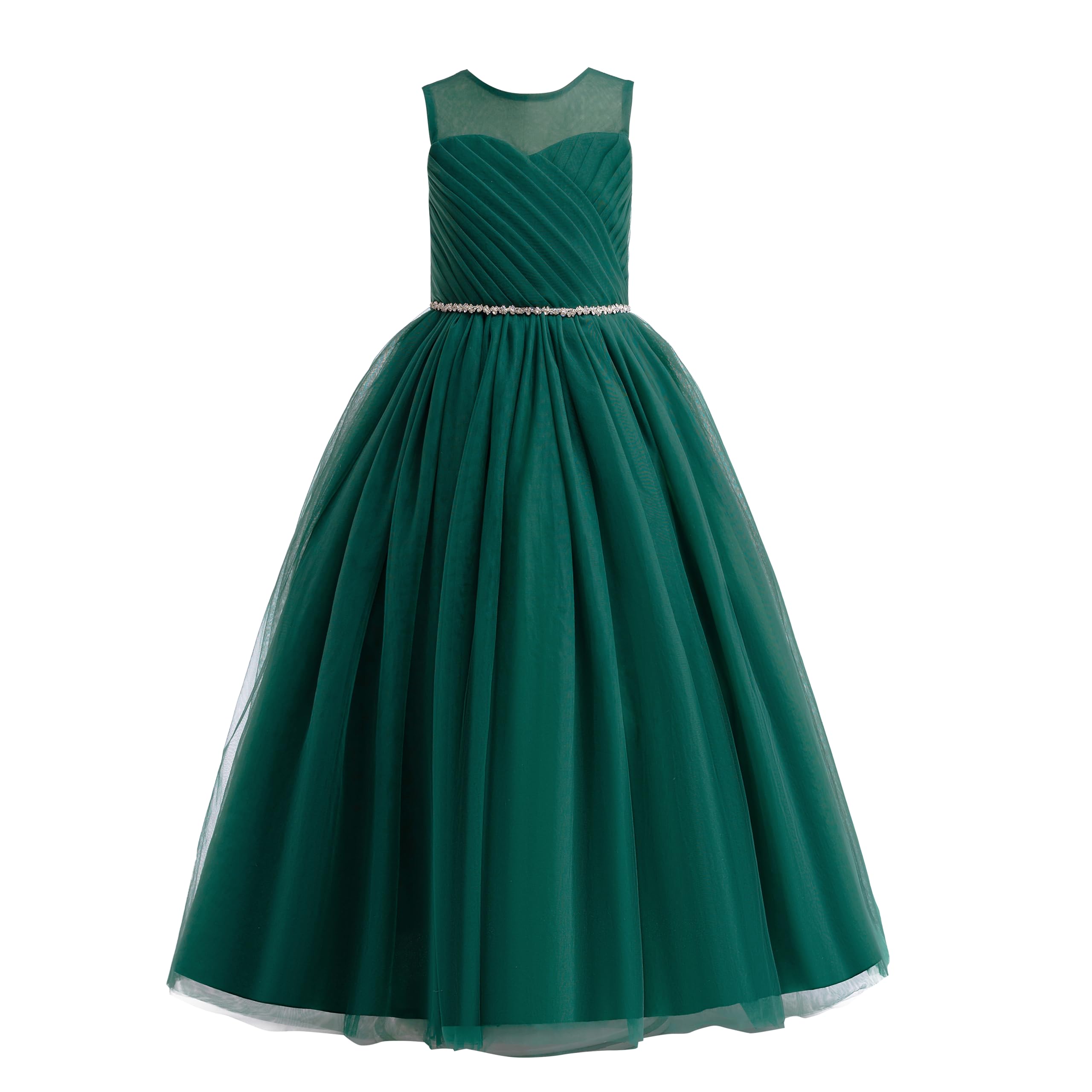 Glamulice Flower Girl Wedding Dress Tulle Long A Line Holiday Birthday Party Ball Gown Girls Formal Pageant Maxi Dresses