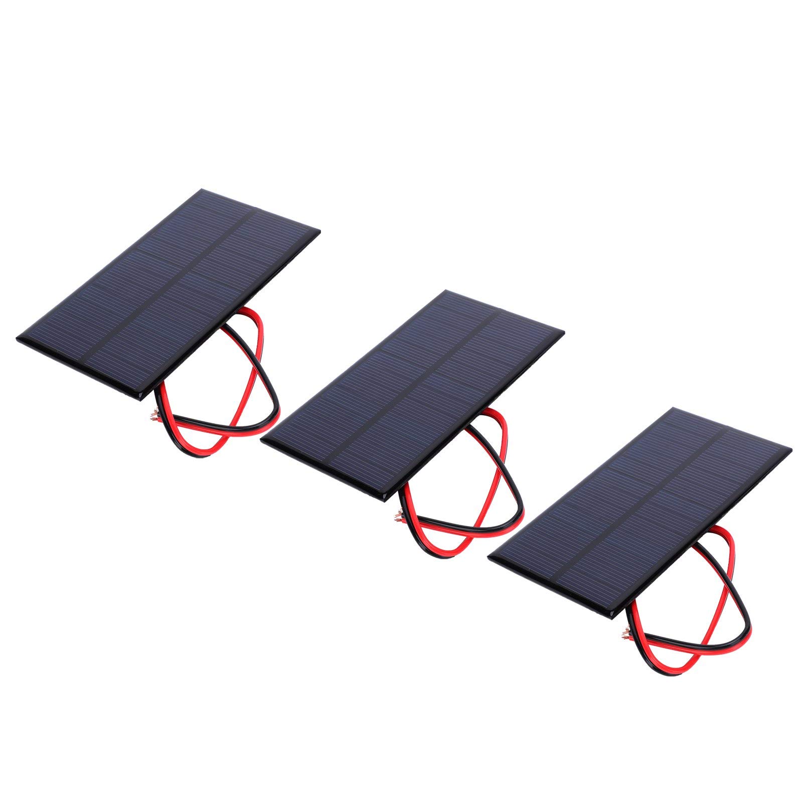 Wakects Pannello solare 6 V 1 W, cella solare in silicio policristallino ad alta efficienza per progetti, con cavo lungo 30 cm, colore: rosso/nero