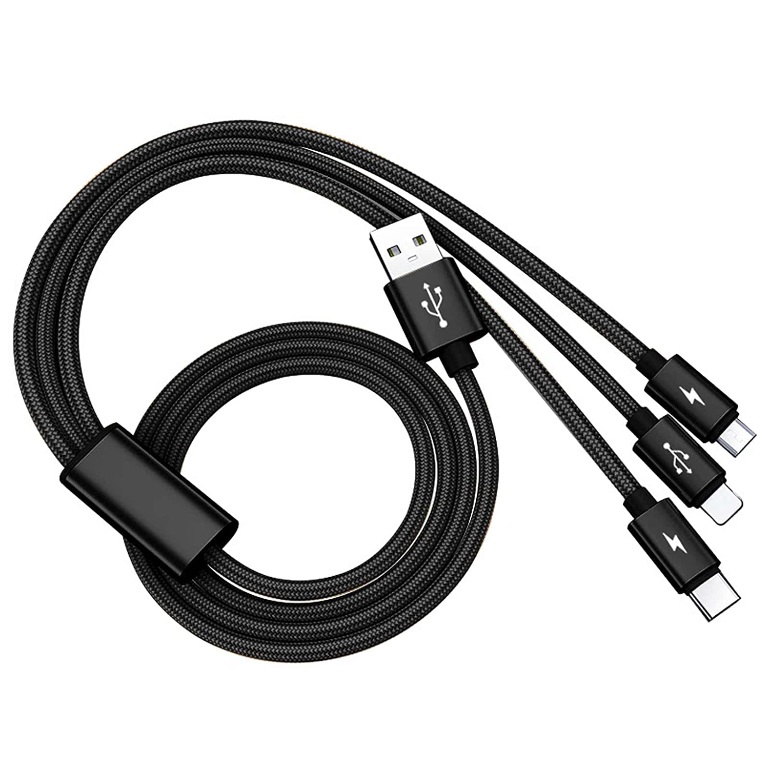 AMBLIC 3.0 Ampere Multi Charging Cable 3 in 1 Nylon Braided Fast Charging Cord Cable Compatible with All Smartphones for Indoor & Outdoor, Multiple Charging Cable (BLACK) (B09VLZTPMD) Amazon Price History, Amazon Price Tracker