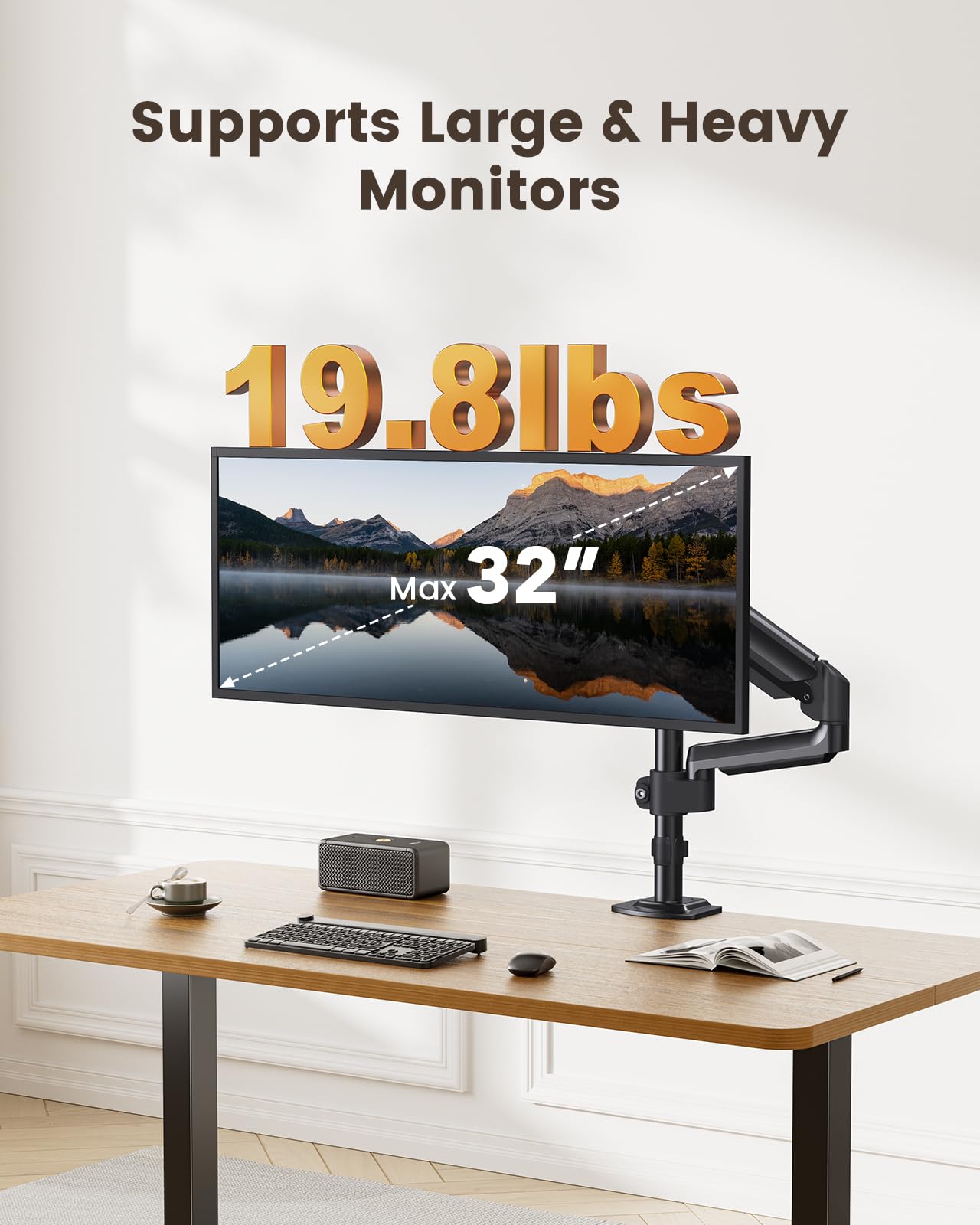 ErGear Braccio Per Monitor Singolo – 13-49 Pollici, 12 Kg, VESA 75x75/100x100, Inclinazione E Rotazione 360°, Hub USB 3.0
