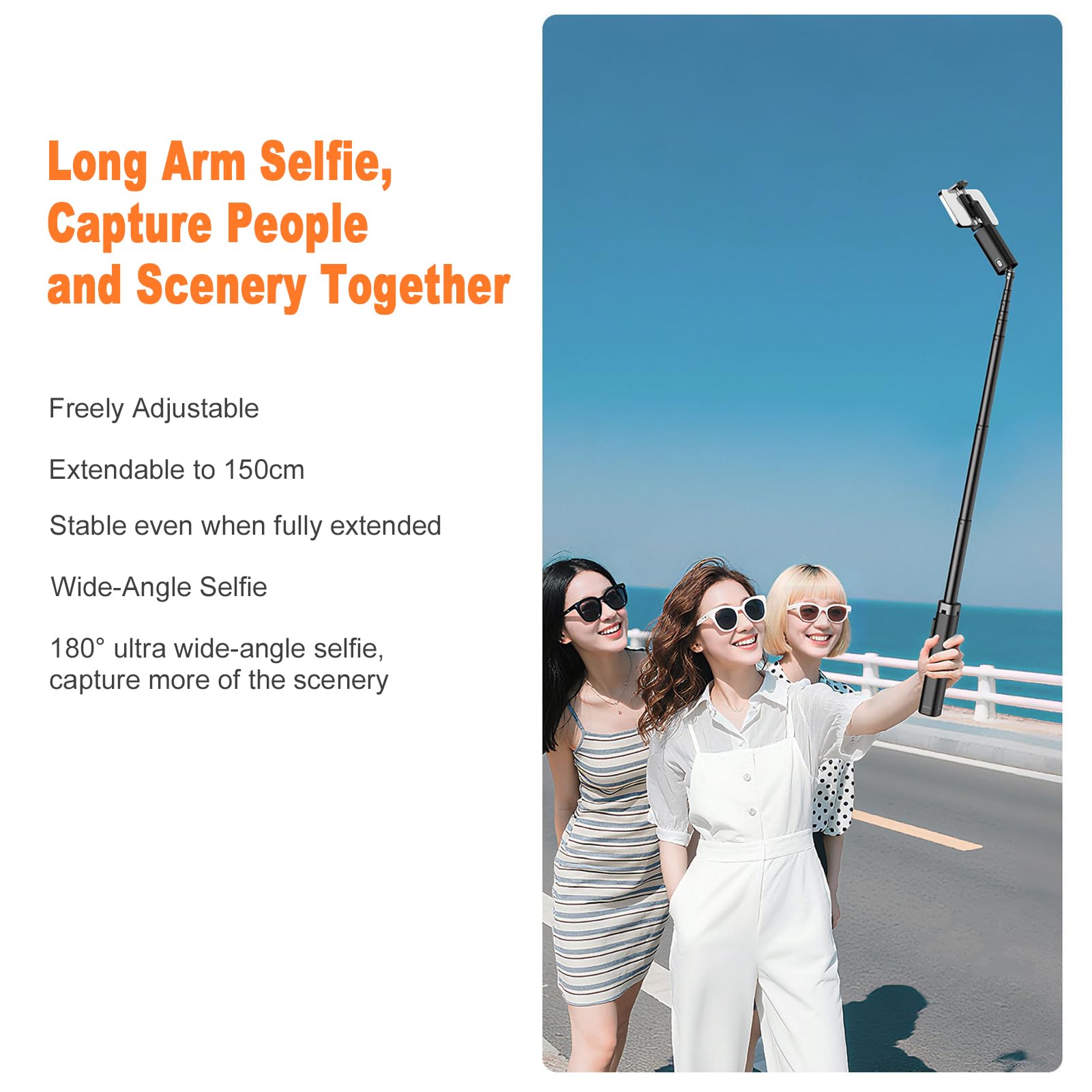 LICAEVEY Treppiede Selfie Stick a 4 Gambe per Registrazione Video in Streaming Live, Supporto Portatile Allungabile da 31 a 150 Cm in Lega di Alluminio con 27 Luci di Riempimento LED e