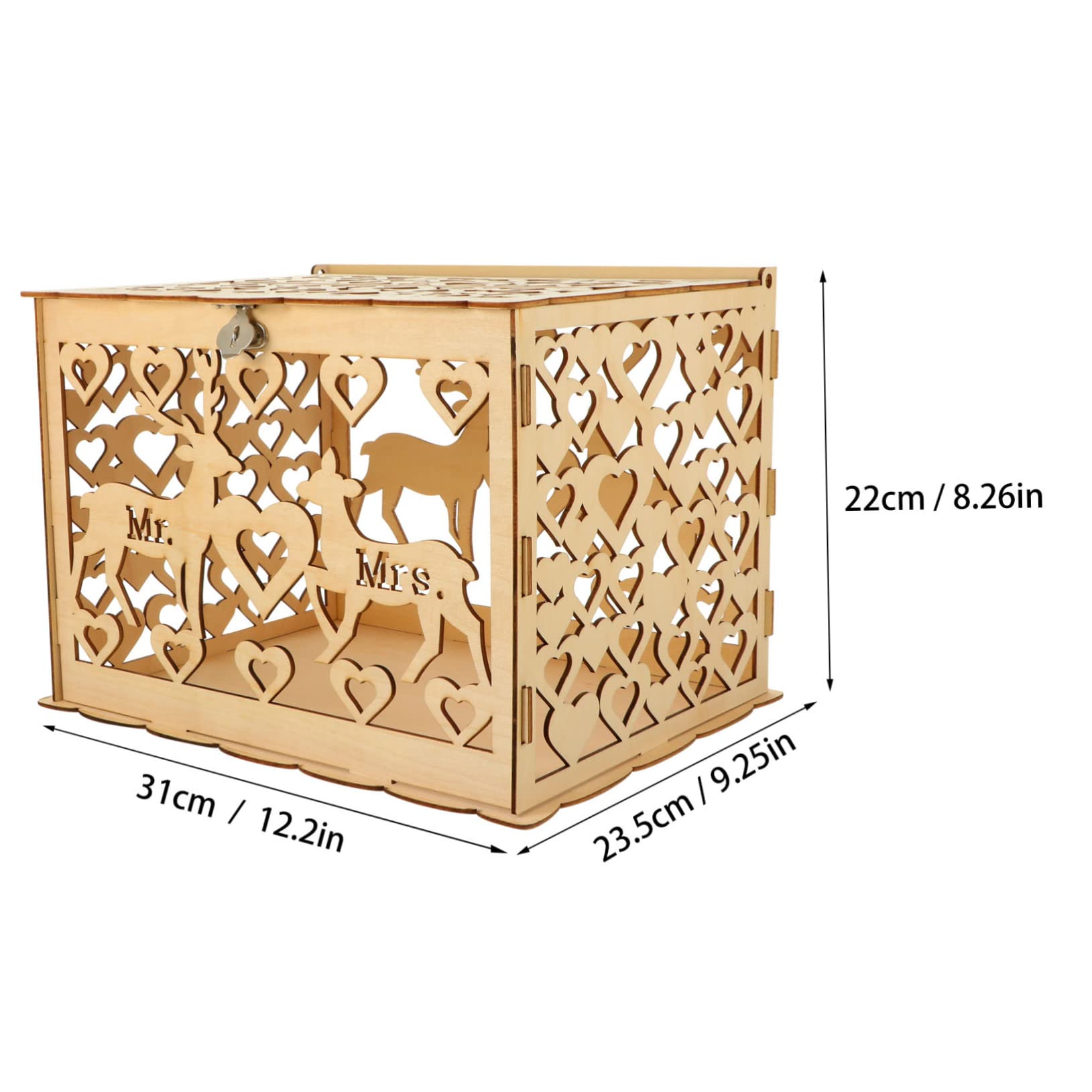 COLLBATH Wooden Wedding Cards Box Rustic Decor Large Envelope Card Box Decorative Holder
