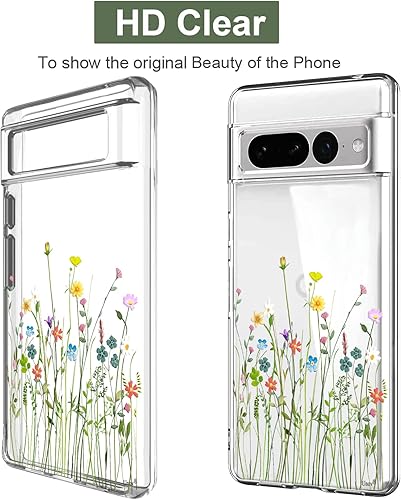 Miniatura 6 de Unov Funda transparente compatible con Pixel 7 Pro con diseño de TPU suave, absorción de golpes, diseño delgado en relieve, cubierta trasera