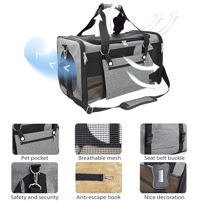 Foto 4 de 7 de PETCUTE Transportín Perro Gato Bolsa De Transporte Plegable para Mascotas Jaulas para Perros Pequeño Medianos…