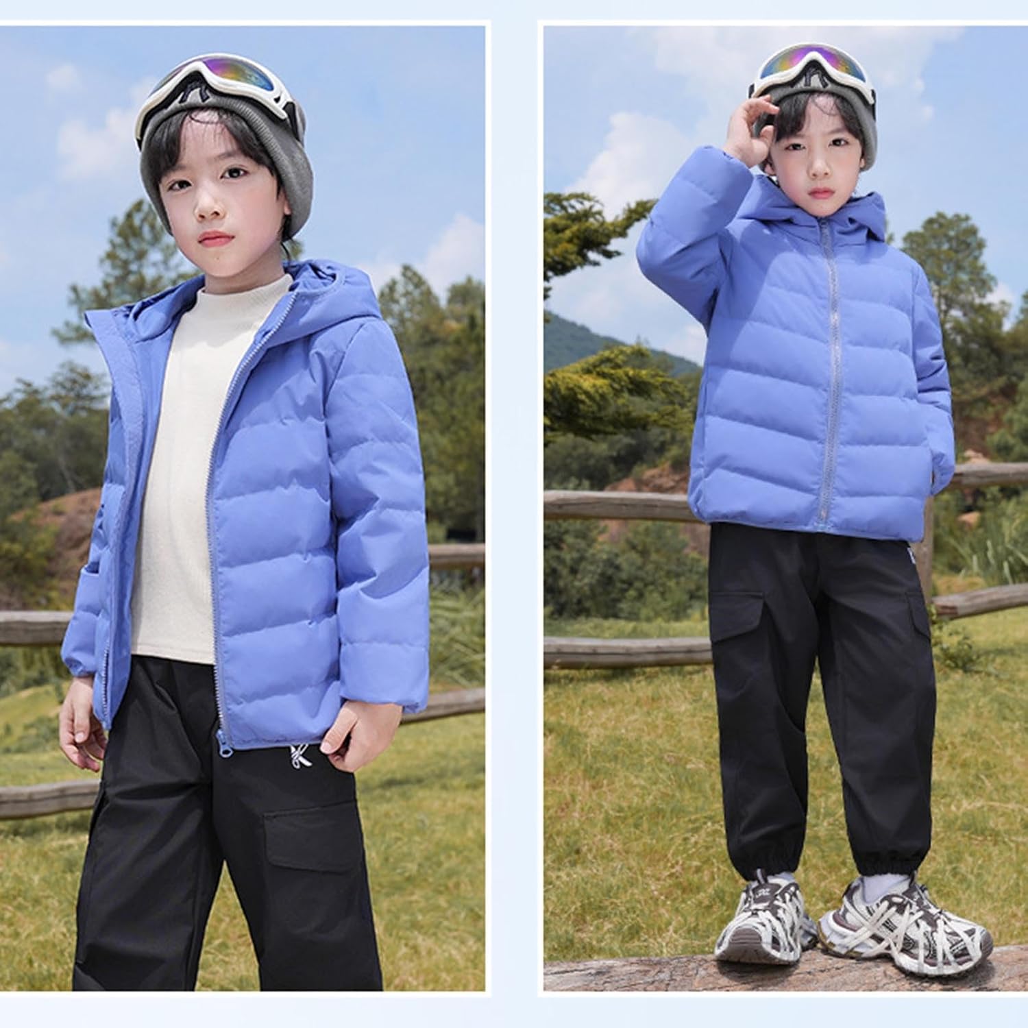 Toddler Boys Girls Puffer Jacket with Hood Down Winter Coats Kids Hooded Padded Warm Outerwear 1-15 Years