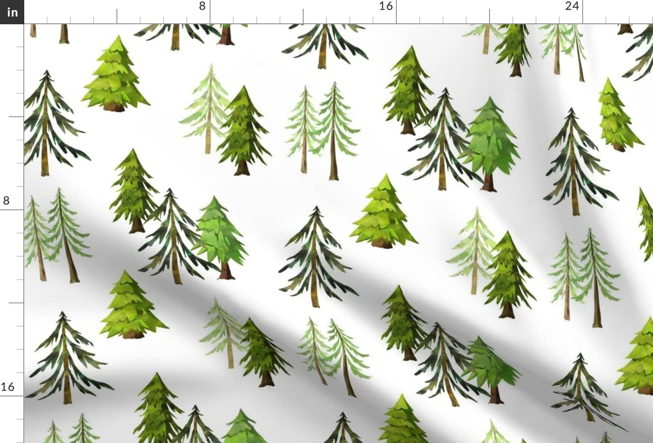 Spoonflower Fabric - Pine Tree Forest Woodland Trees Green Watercolor Printed on Upholstery Velvet Fabric Fat Quarter - Upholstery Home Decor Bottomweight Apparel