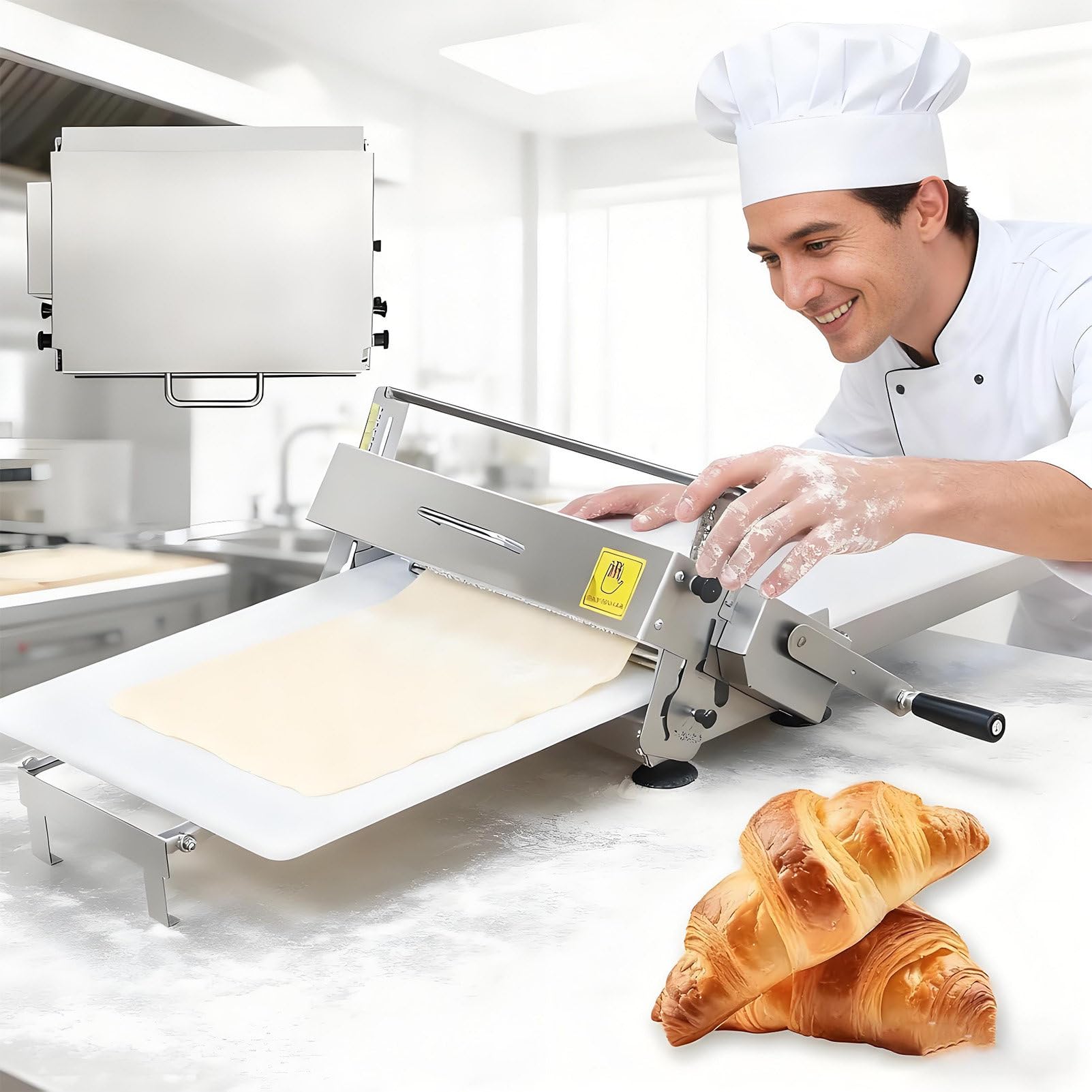 Laminadora manual de masa compacta para estirar bases de pizza sin esfuerzo