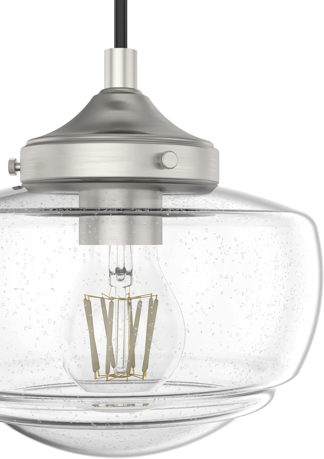 Hunter - Saddle Creek 3-light Brushed Nickel, Large Cluster Light, Dimmable, Schoolhouse Style, Linear Shaped, for Bedrooms, Kitchens, Dining, Living Rooms - 19497