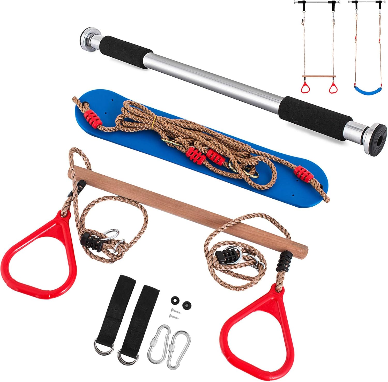 Happybuy Trapeze Bar with Rings, 220lbs Trapeze Swing Bar