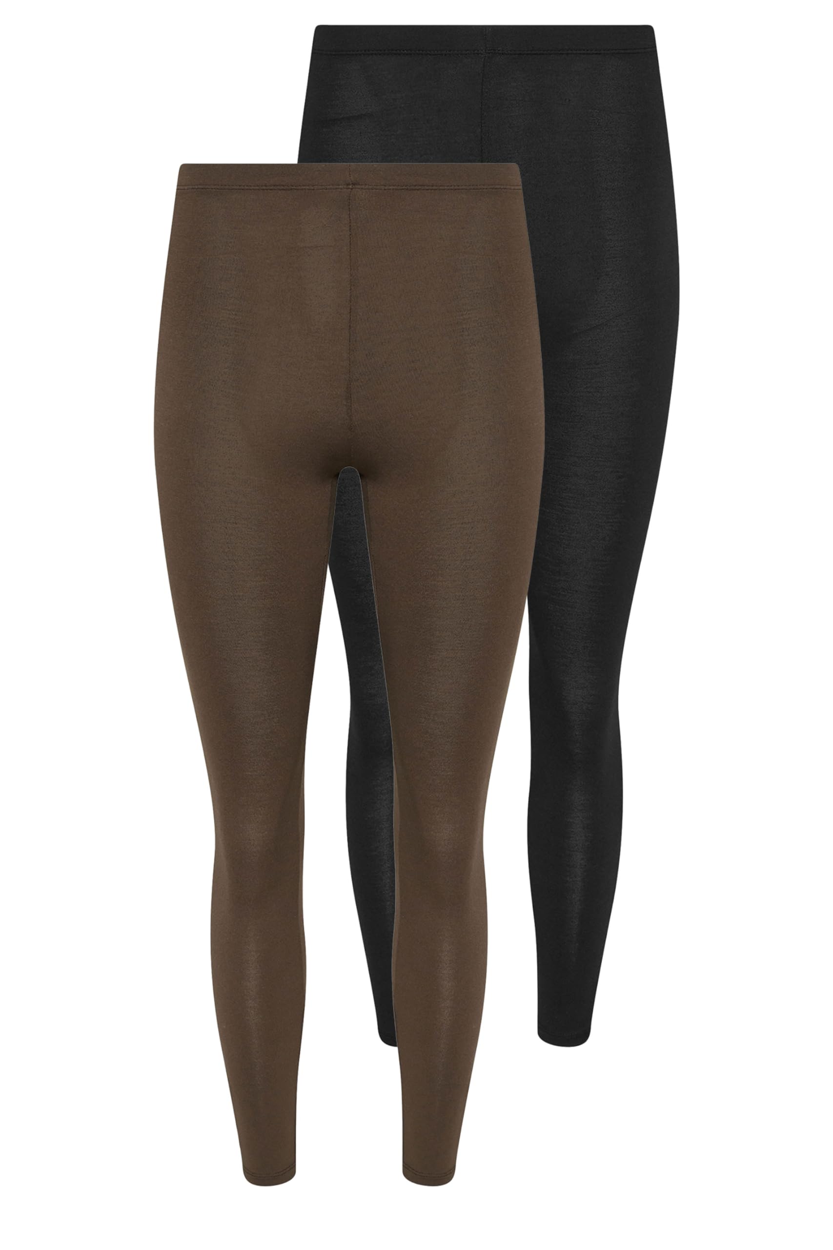 PixieGirl Women's Petite 2 Pack Basic Leggings Pants in Chocolate | Size: 12