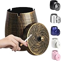 WUSIFIE Stainless Steel Outdoor Ashtray with Lid - Windproof Smokeless Large Capacity for Patio Balcony Smokers Cigars